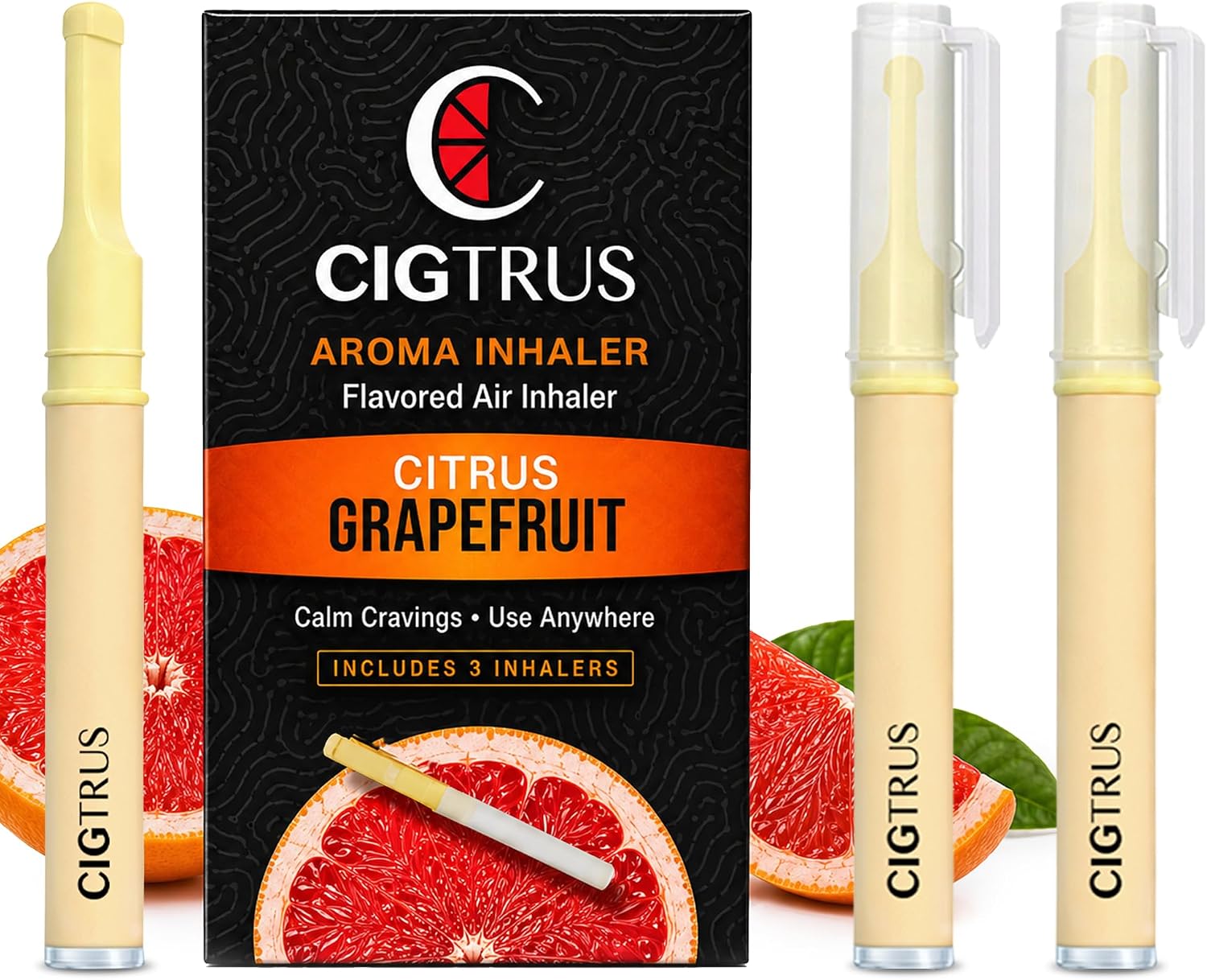 Cigtrus Smokeless Inhaler, Quit Smoking Aid - Citrus Grapefruit - 3-Piece