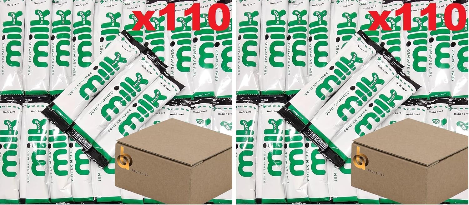 110x Semi-Skimmed UHT Milk 10ml Individually Wrapped Sticks Portions Sachets Lakeland (Pack of 2)