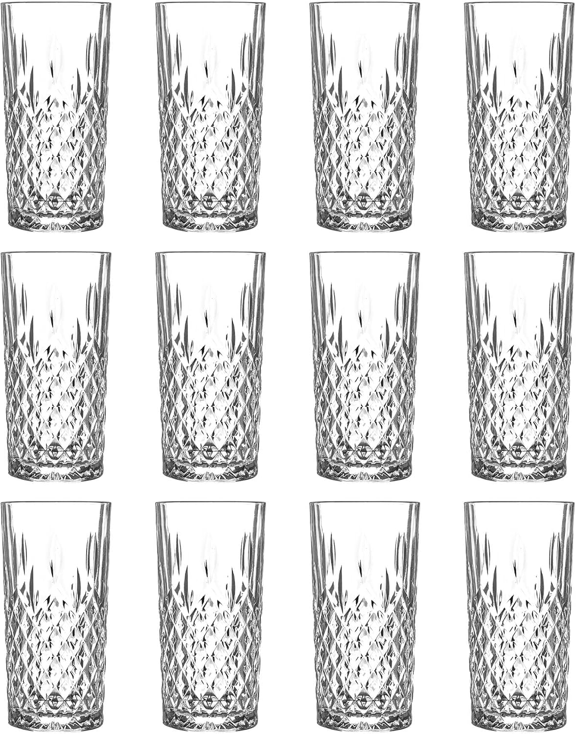 LAV 12x Clear 355ml Odin Highball Glasses - Tall Hi Ball Glass Water Gin Juice Cocktail Drinking Glassware Tumblers Set