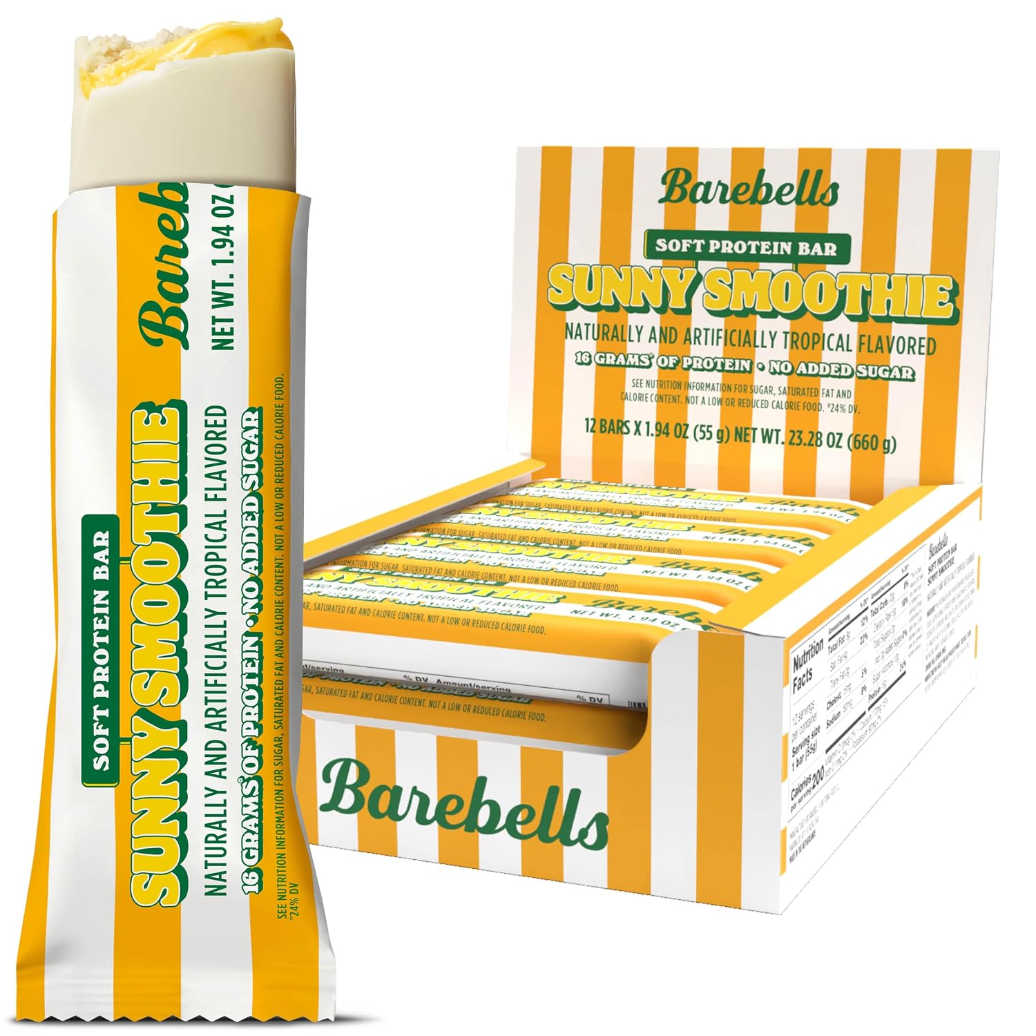 Barebells Soft Protein Bars, Sunny Smoothie, 16g Protein, 12 Count