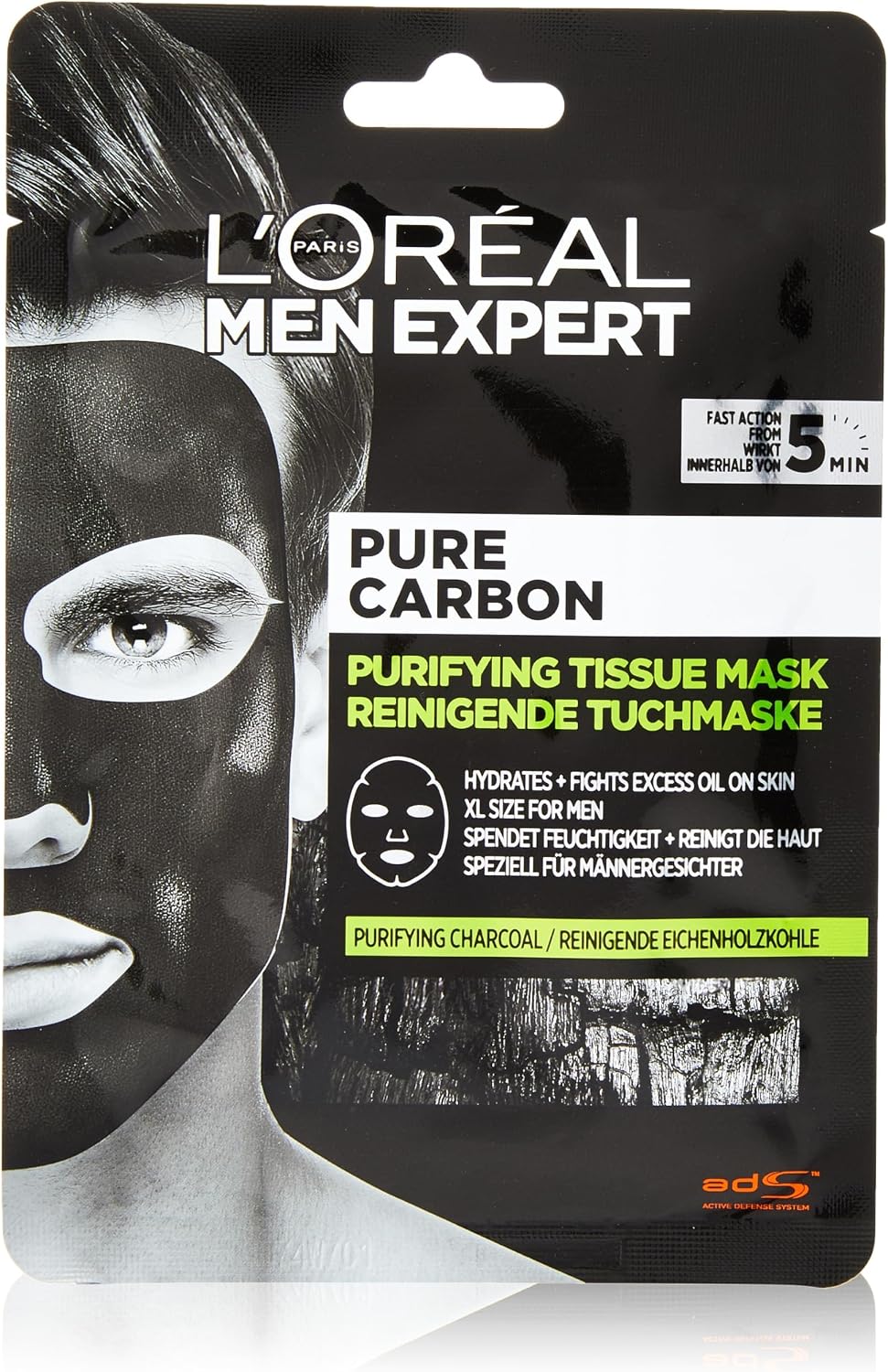 L'Oréal Paris Men Expert Face Mask Pure Charcoal Purifying Tissue Mask 30g