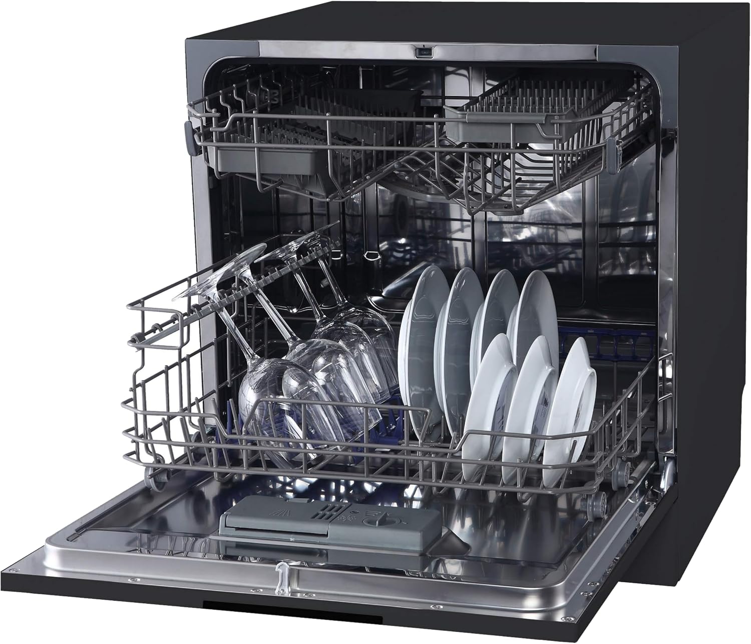 Cookology CTTD8 Mini Counter Top Dishwasher in Black - Compact & Portable - Tabletop Small Appliance - 8 Settings - 8 Wash Cycles - ECO Friendly Mode