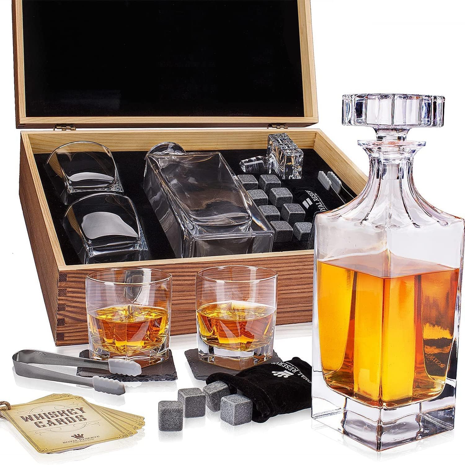 Whiskey Decanter Set for Men, Bourbon Decanter 24 oz with Glasses