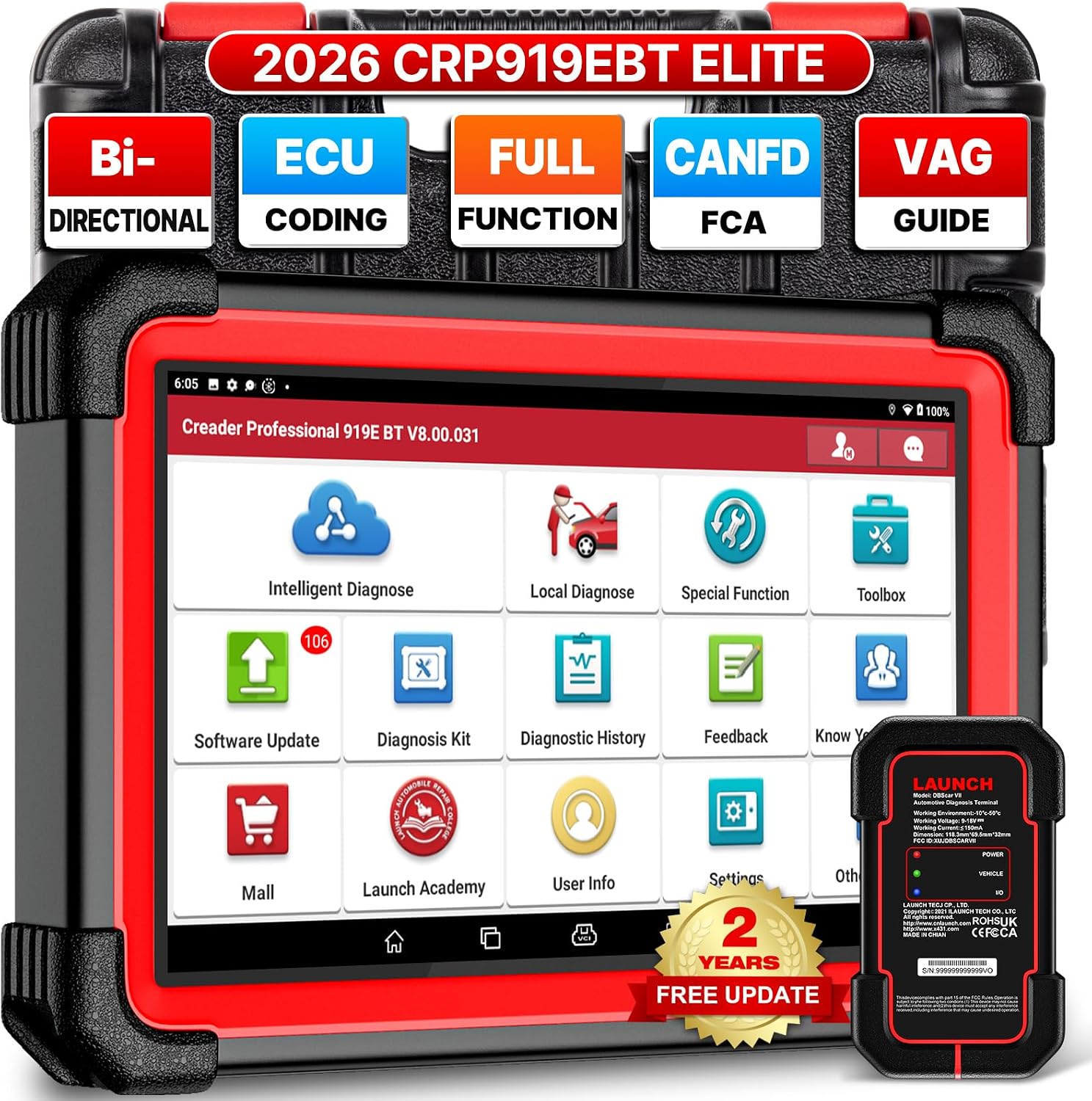 LAUNCH X431 CRP919EBT OBD2 Scanner, 2026 Wireless Bidirectional Scan Tool