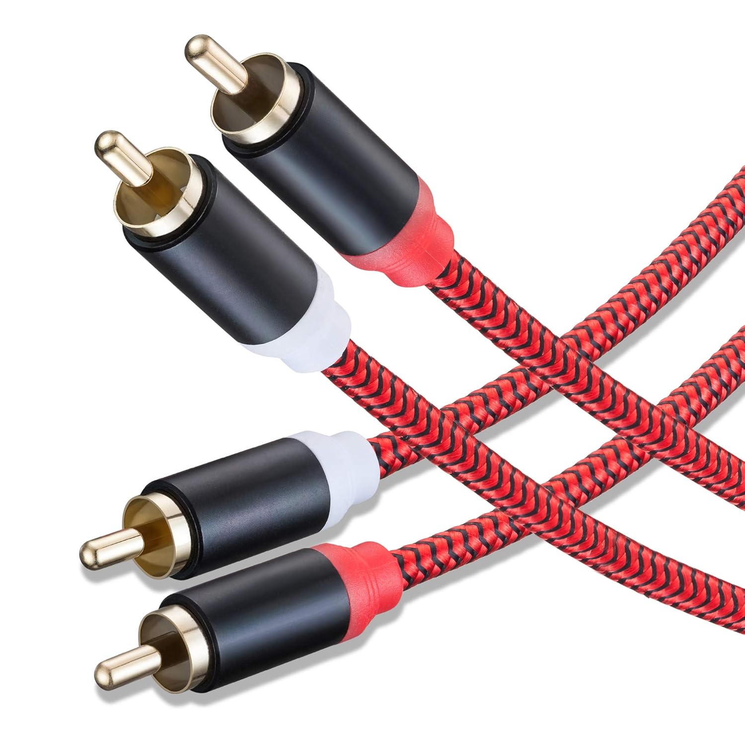 RCA Cable 2M,2Rca Male to 2-Rca Male Audio Stereo Subwoofer Cable [Hi-Fi Sound] Nylon-Braided Auxiliary Cord for Home Theater,Hi-Fi Systems,and more(6Ft/2M)