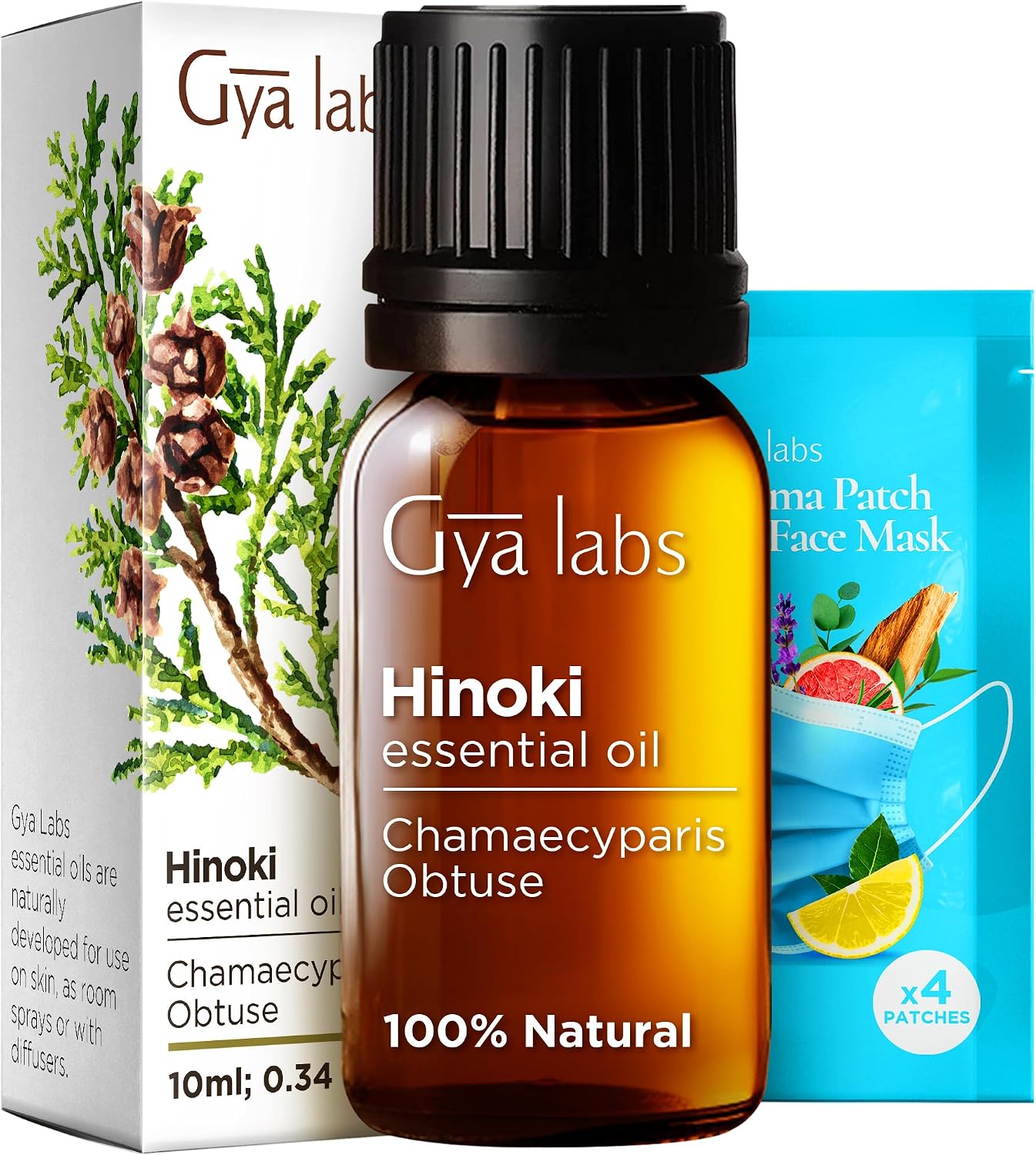 Gya Labs Hinoki Essential Oil for Diffuser & Skin - 0.34 Fl Oz - 100% Pure Natural Hinoki Oil for Hair, Massage, Aromatherapy Spray & Candle Making Scent DIY