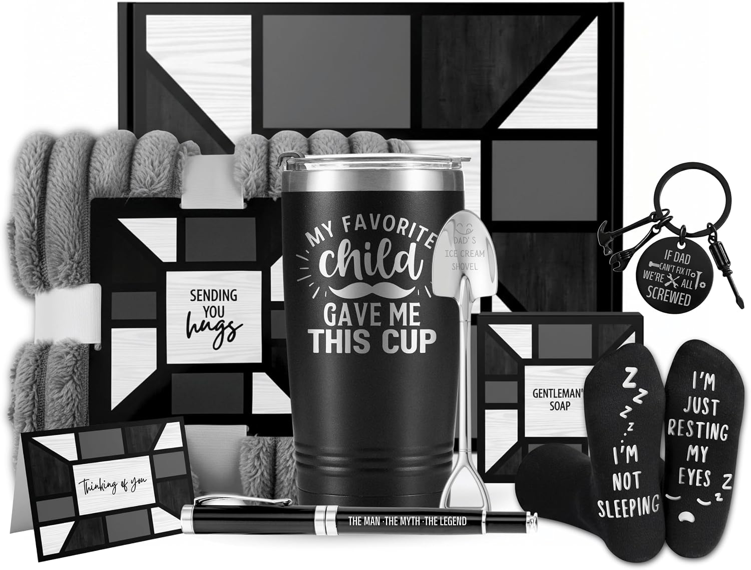 InnoBeta Dad Gifts from Daughter and Son, Practical Gift Baskets for Dad who Wants Nothing, for Birthday, Christmas, or Father’s Day