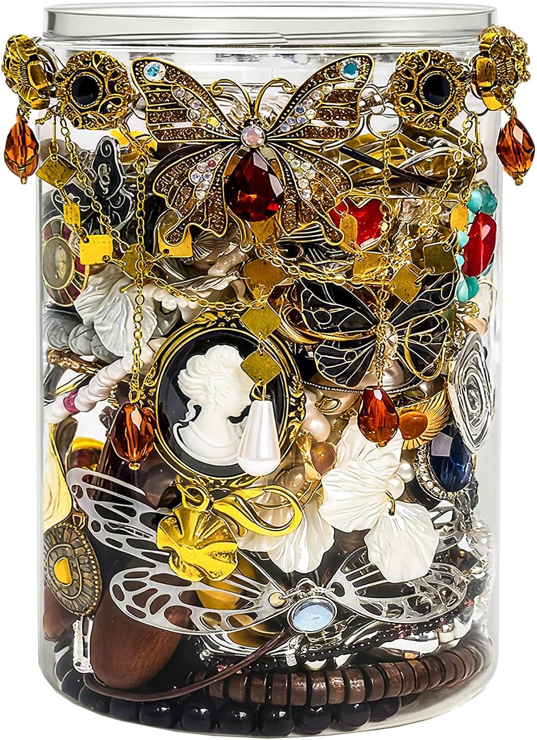 SMUOBT Mystery Jewelry Jar Bundle - 40-45 Piece Surprise Jewelry Box for Women,Gift Set (Necklace, Earrings, Rings,Kracelet,Keychain, Hair Clip) - Unique Birthday Gift for Her,