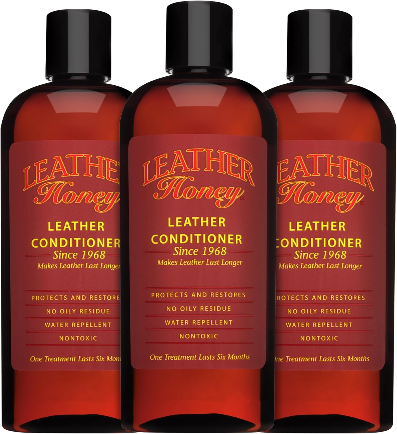Leather Honey Leather Conditioner, Since 1968. For All Leather Items Including Auto, Furniture, Shoes, Purses and Tack. Non-Toxic and Made in the USA / 8 Fl Oz (Pack of 3)