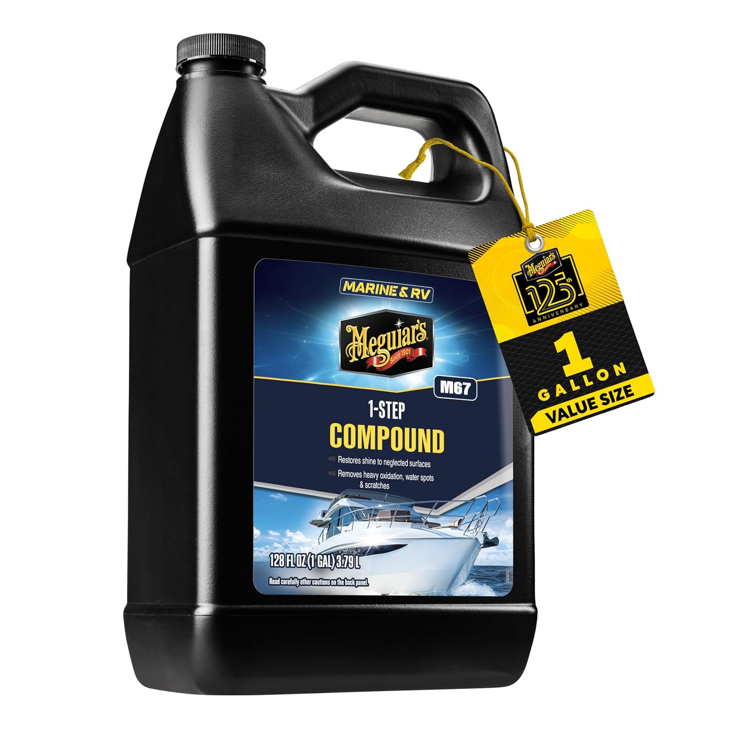 Meguiar's M67 Marine/RV One Step Compound, 1gal | Heavy-Cut Car Compound Removes Paint Defects, Scratches, Oxidation & Swirls, Restores Gloss for Pro Auto Detailing