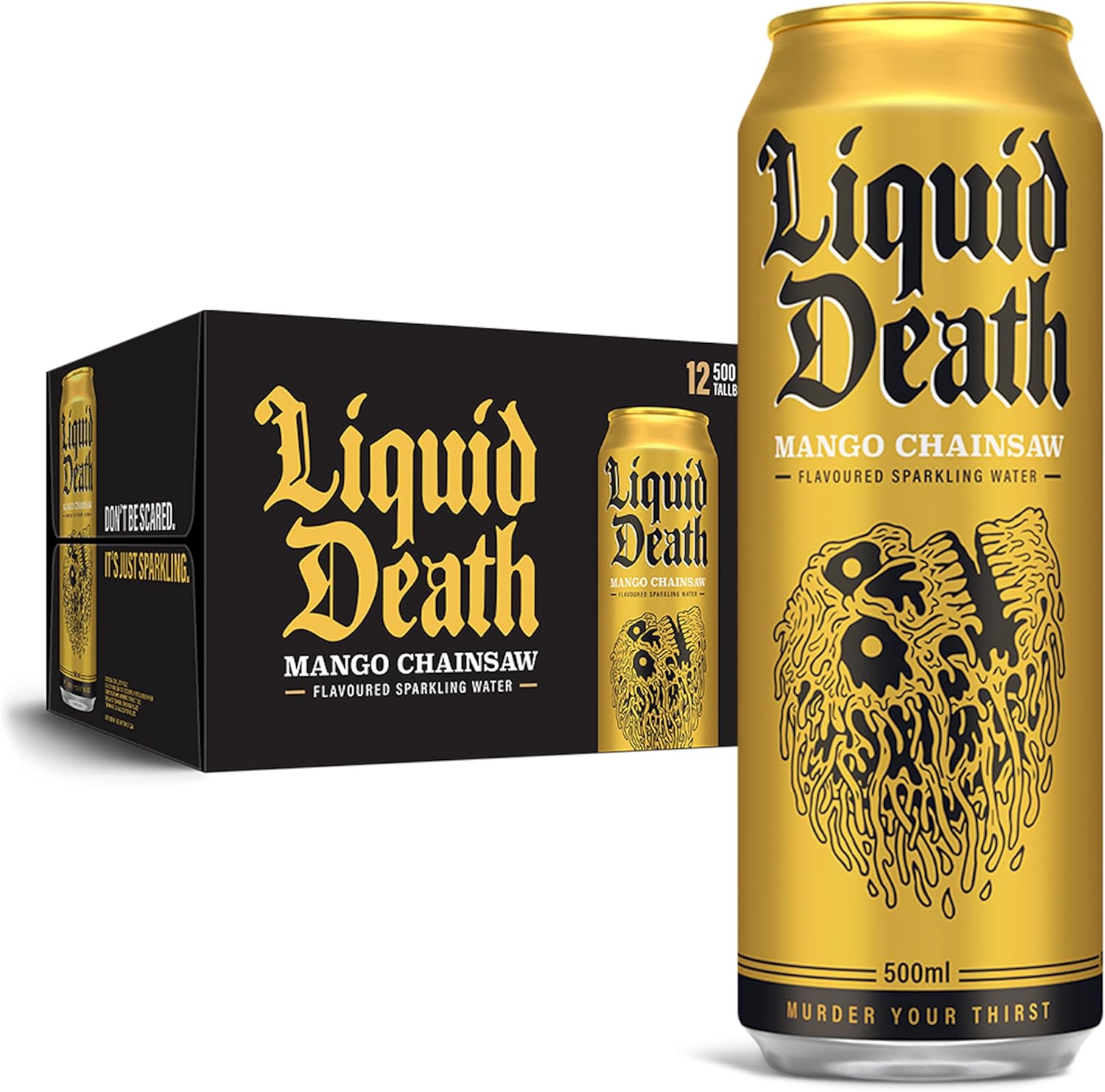 Liquid Death Sparkling Water, Mango Chainsaw 12 x 500 ml