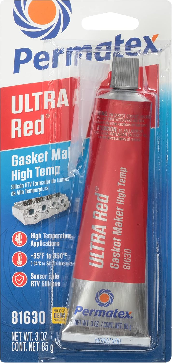 S/S Permatex® - Ultra Red RTV Silicone Gasket Maker up to 650oF Sealant - 3 oz / 85g