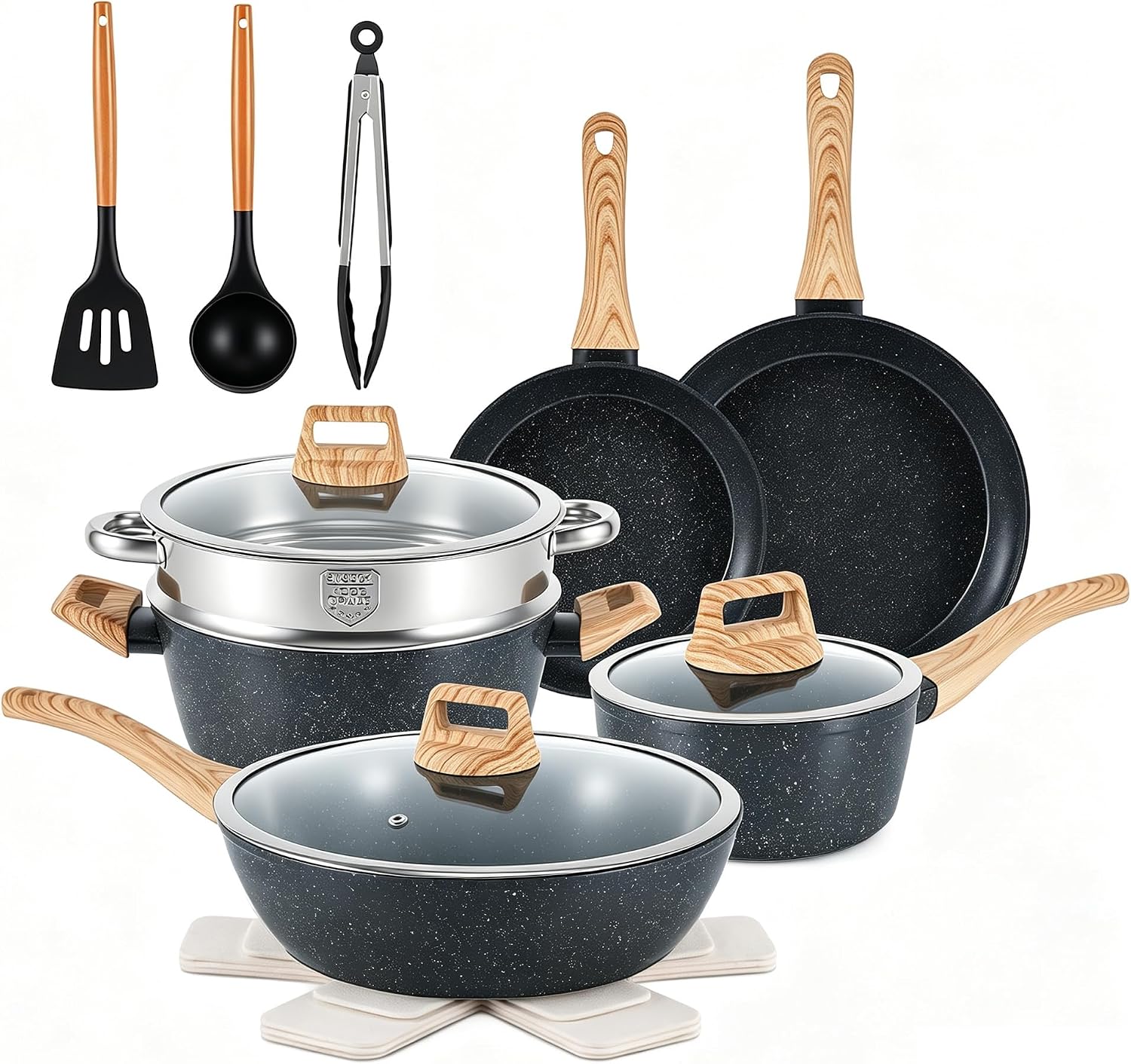 Anymark 16PCS Pots and Pans Set Non Stick Cookware