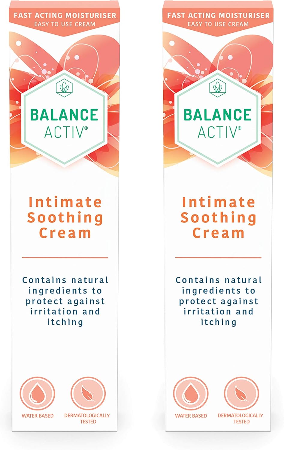 Balance Activ Intimate Soothing Cream, Fast-Acting Relief from Intimate Irritation for Women, Soothes Itching, Redness & Soreness, 2 Pack of 40mL Tubes