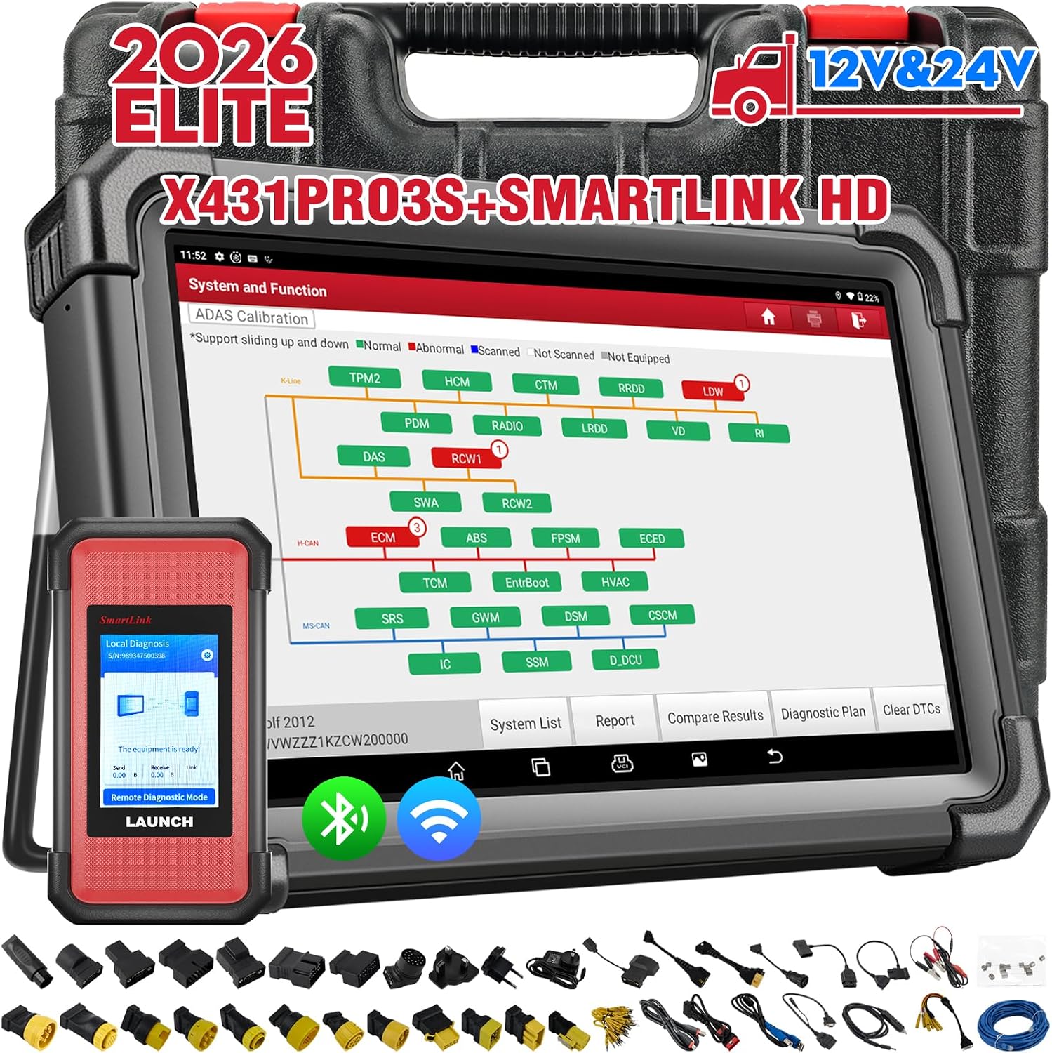 LAUNCH X431 PRO3S+ Smartlink HD Heavy Duty Truck Scanner,J2534 Protocols