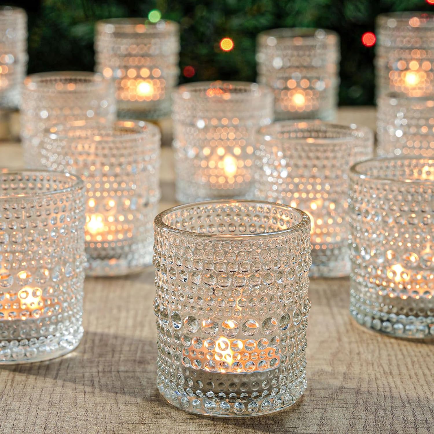 12Pcs Clear Votive Candle Holders 2x2.5in, Glass Tea Light Candle Holder for Wedding Table Decor & Christmas Thanksgiving（Clear,12pcs）