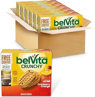 belVita Cranberry Orange Breakfast Biscuits, 30 Total Packs, 6 Boxes (5 Biscuits Per Pack)