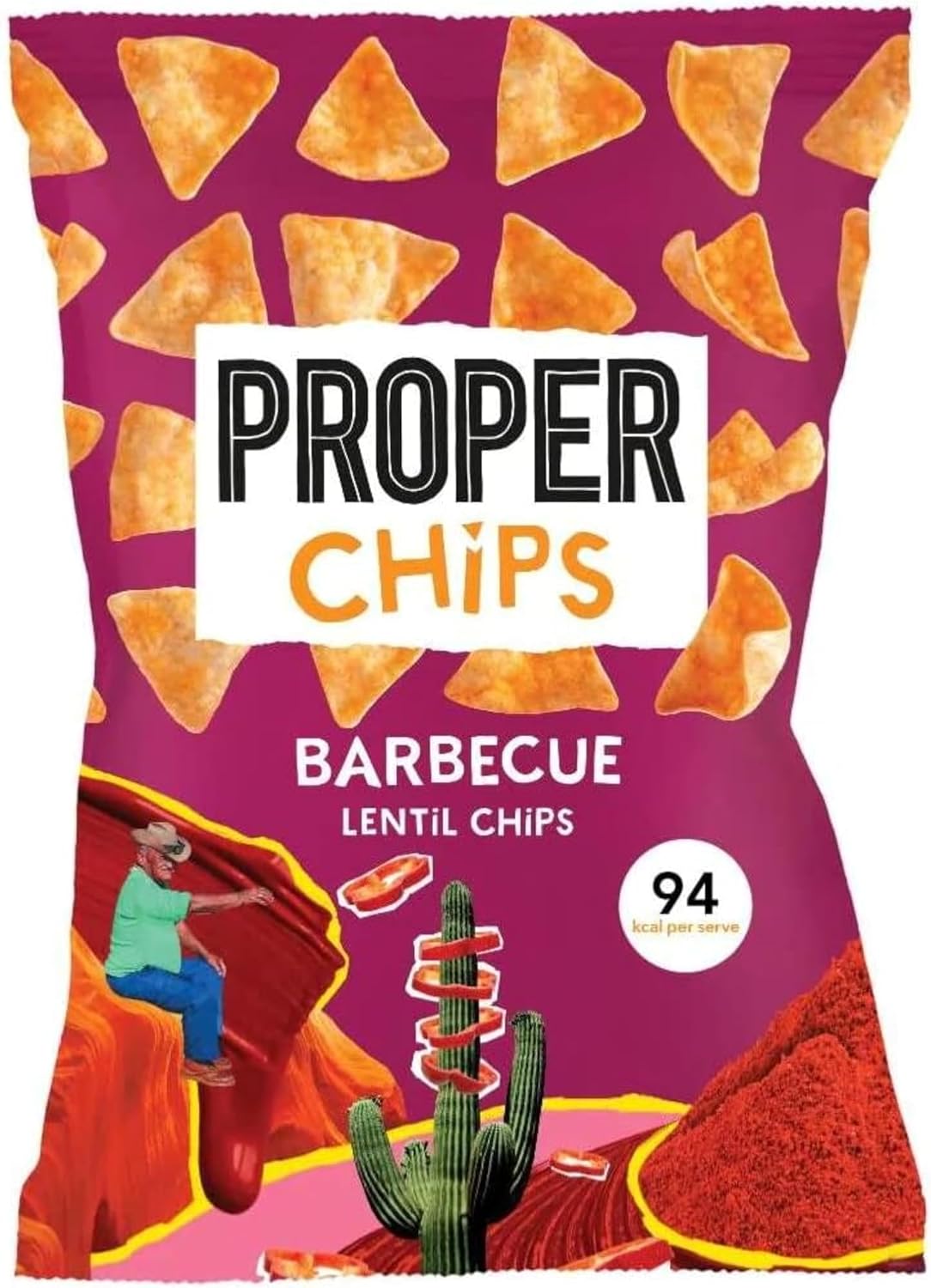 PROPER Barbecue Lentil Chips, Vegan, Gluten Free Snacks, Sharing Bags - 85g Pack