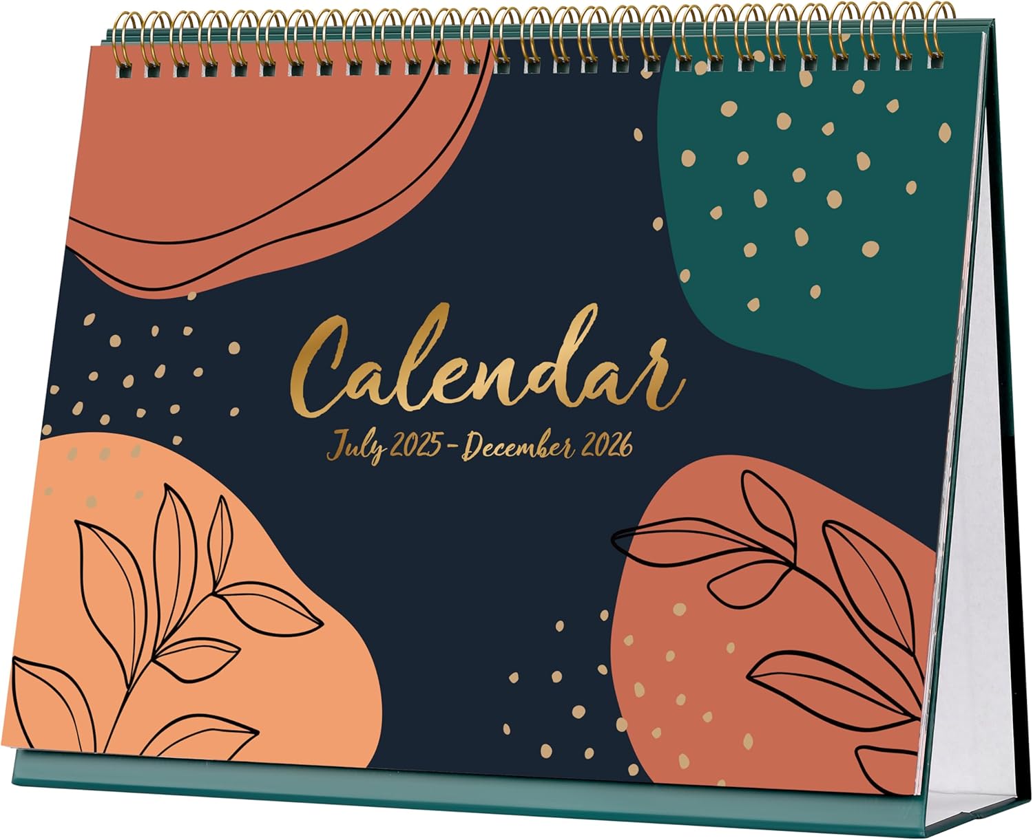2025-2026 Desk Calendar - Calendar 2025-2026 from July 2025 to December 2026, Running weekly memo page, 25.3 x 20.5 x 7.8 cm, Home study office Tricolor