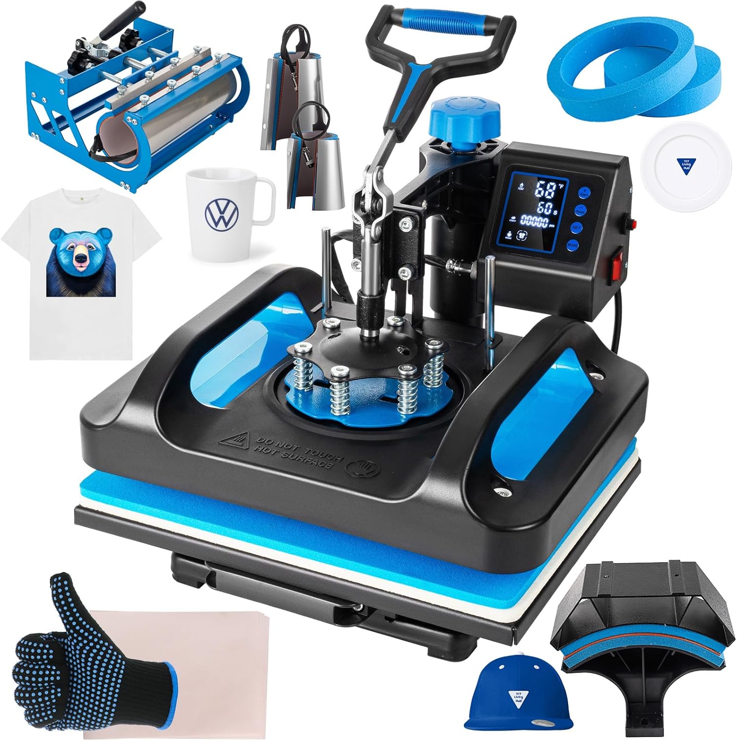 Pro Heat Press 15x12 Inch, 8 in 1 Heat Press Machine with 30 OZ Tumbler Press, Swing Away T Shirt Pressing Machine, Combo Tumbler Heat Press Machine Sublimation for T-Shirt Hat Cap Mug Plate