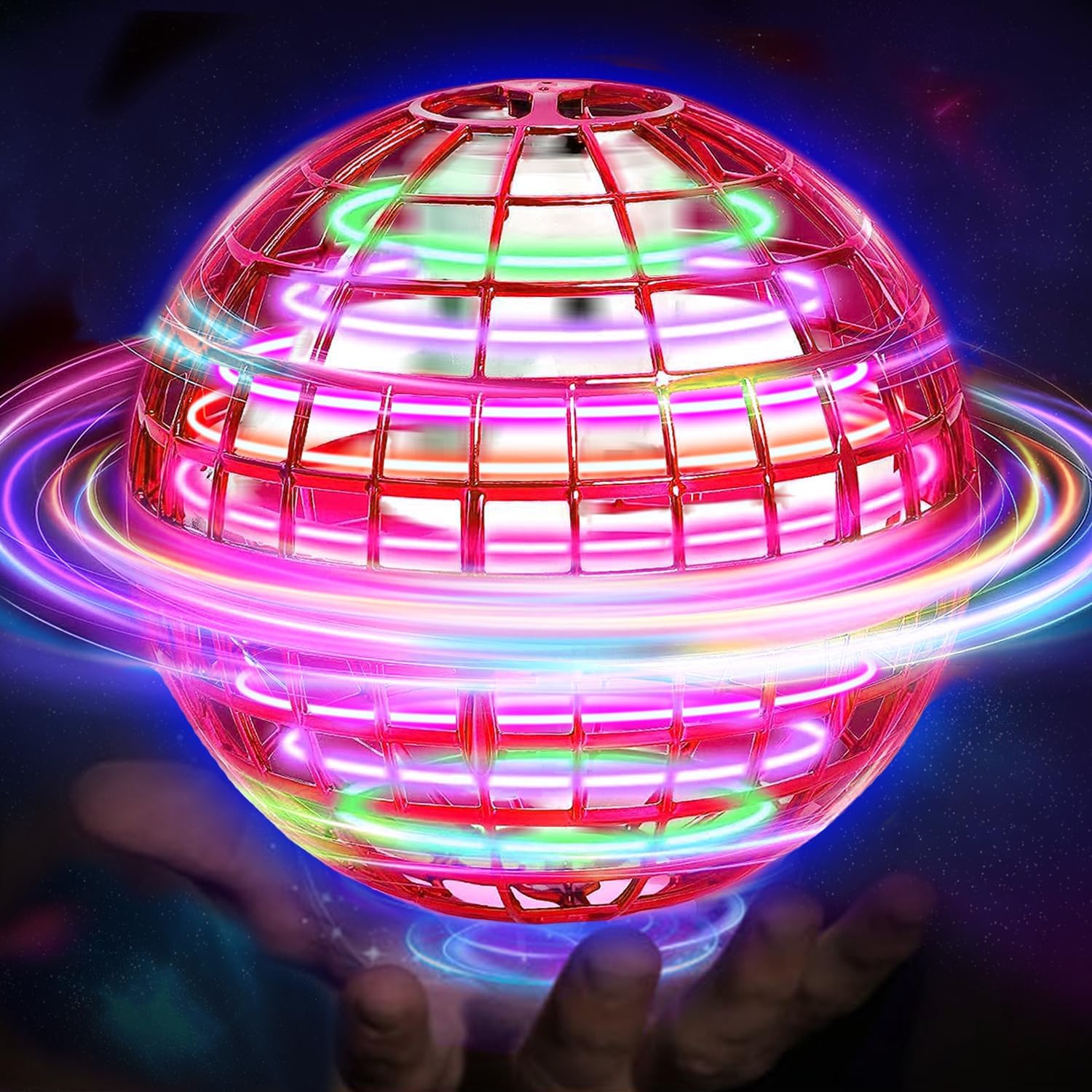 Flying Orb Ball, Flying Spinner Mini Drone Hover Ball Cosmic Globe, Flare Effect Floating Boomerang Ball, Galaxy Ball Levitating Fly Orb Magic UFO Toy, Cool Stuff Gift For 6+ Kids Teens Indoor Outdoor