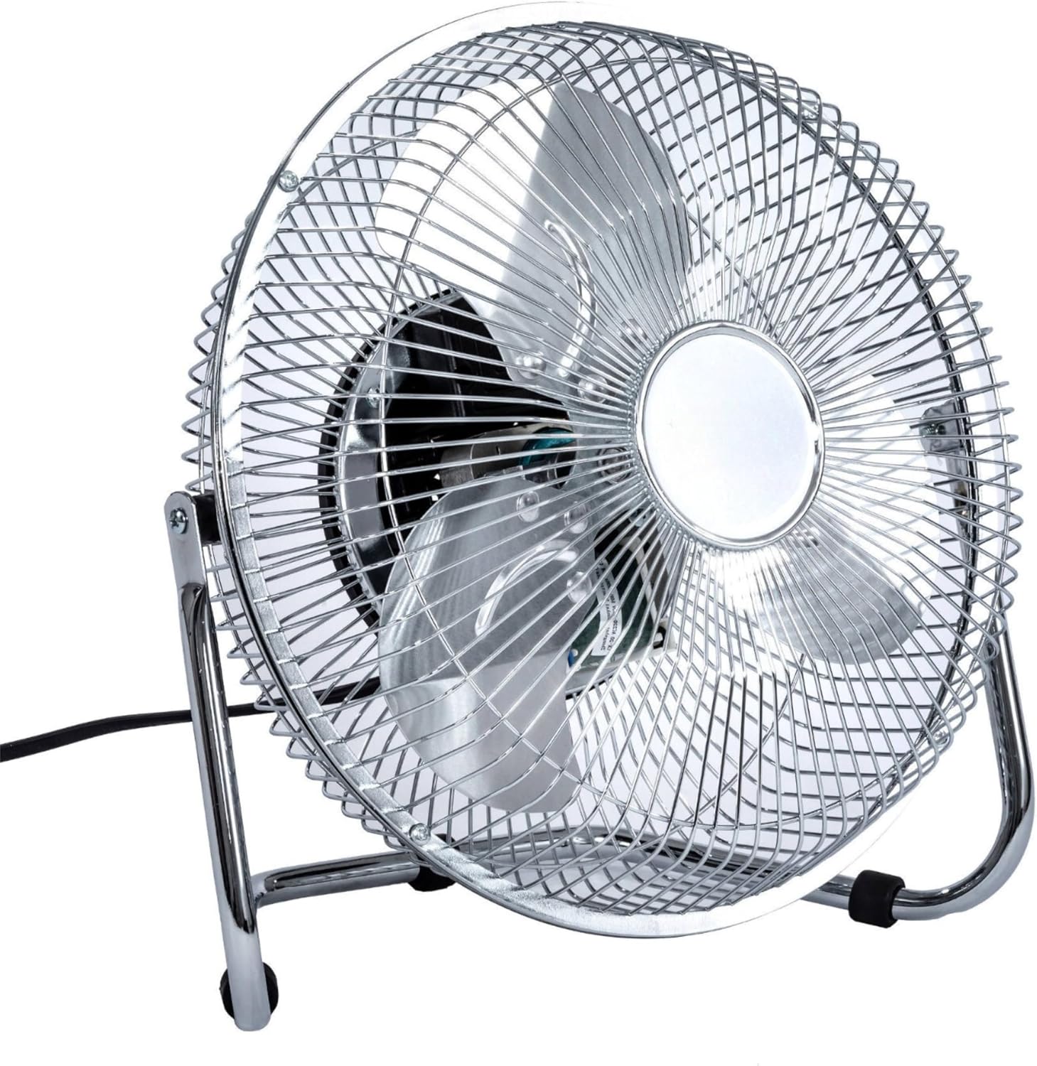 Homiu 9 Inch Floor Fan - 3 Speed High Velocity Cooling Fan - Adjustable Tilting Electric Industrial Fan - Gym Office Chrome Easy Setup Improved Design (9")