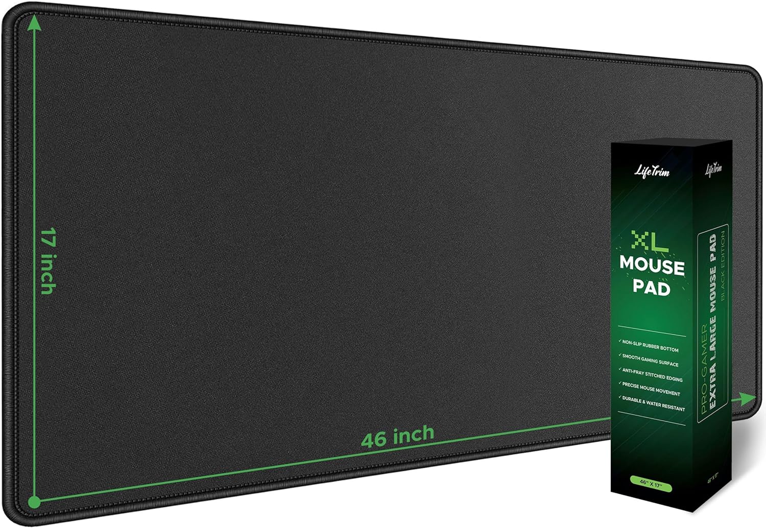 Huge 46”x17” XXL Gaming Mouse Pad Large Mouse Pad for Desk Mouse Pad Gaming Giant Black 5mm Thick Long Extra Large Extended Big Mouse Pad Gamer Desk Mat