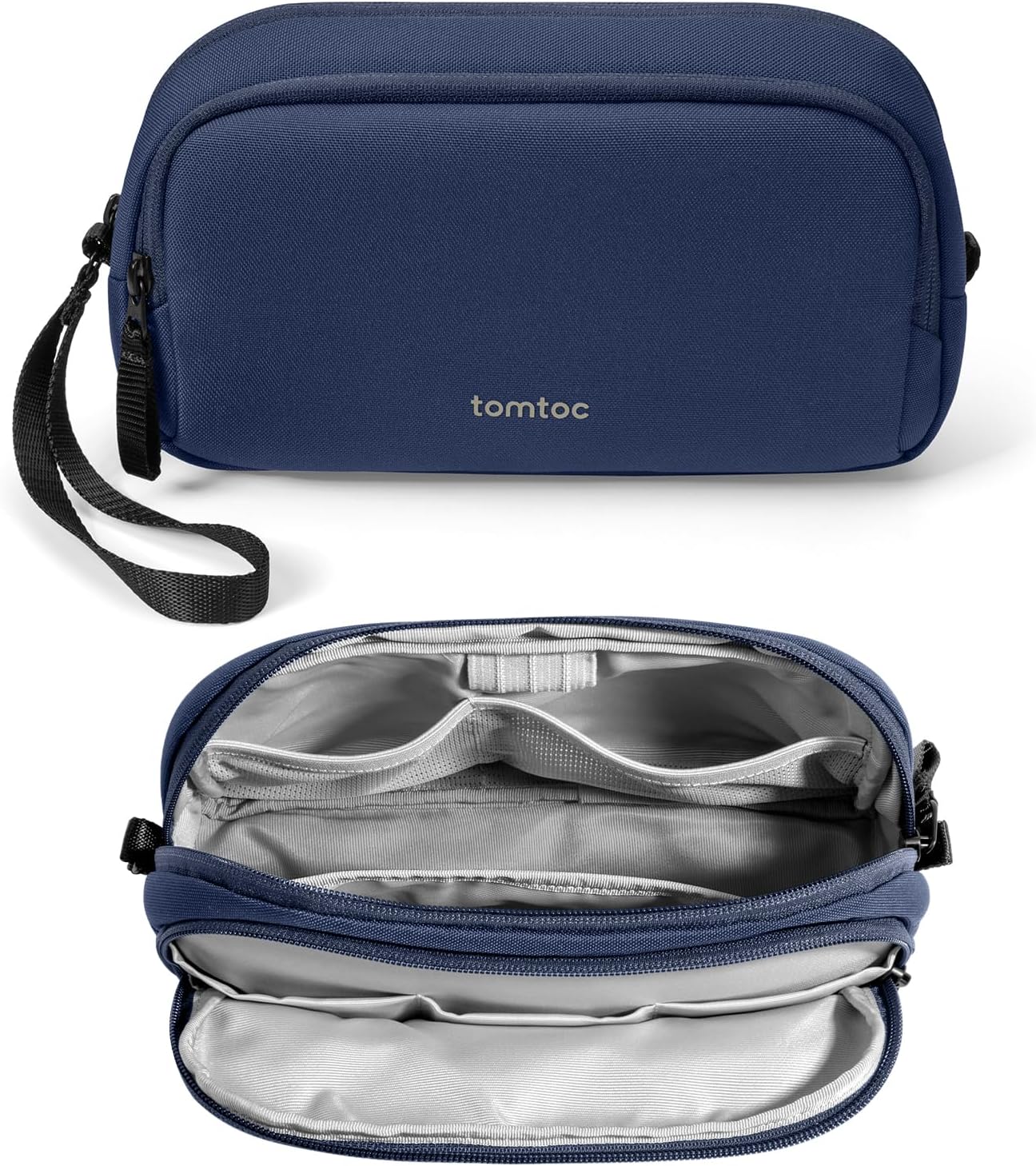tomtoc Electronic Organiser Travel Pouch, Water Resistant Dual Compartment Tech Pouch Daily Essential Organisation Storage Bag for Charger, Cord, Power Bank, Accessories Travel Essentials