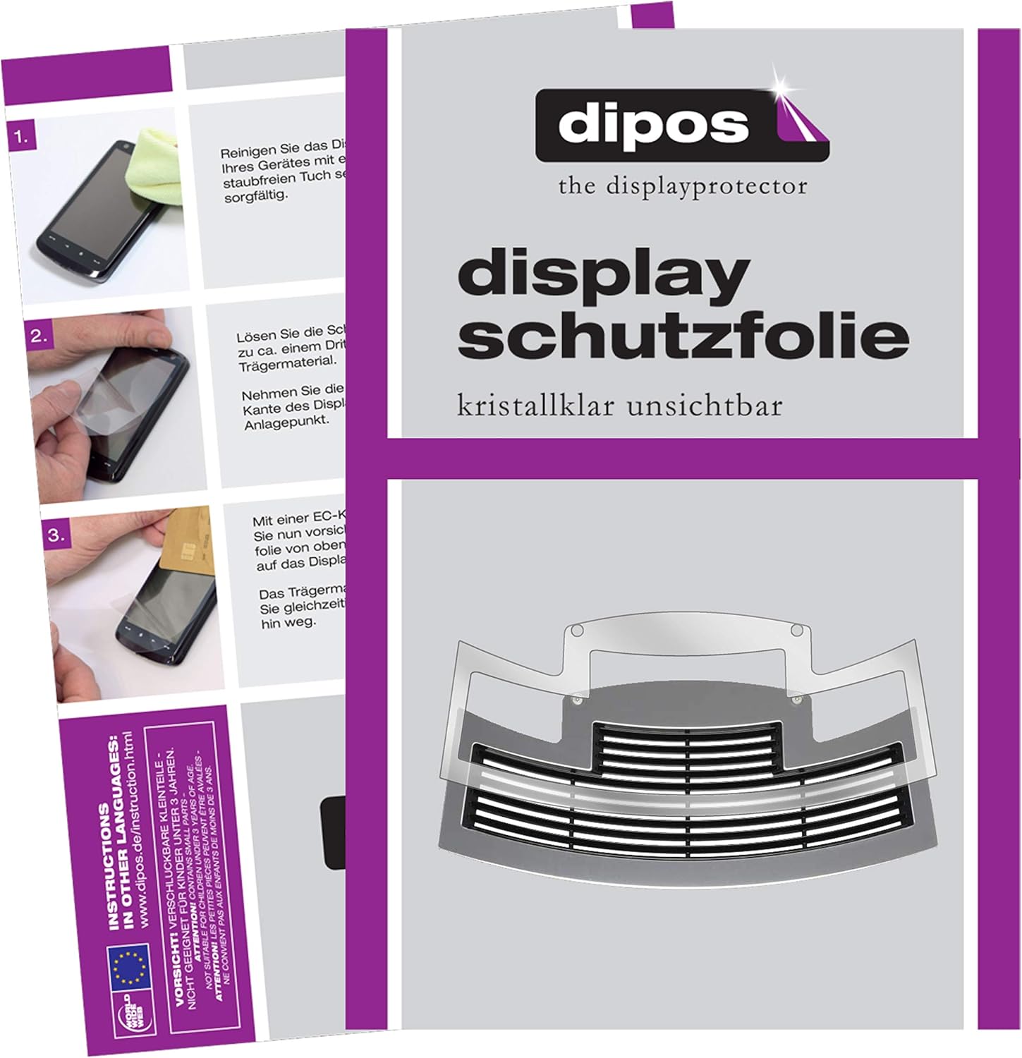 dipos I 2x Screen Protector compatible with Jura WE6 to model 2017 Cup tray cover Protection Films glossy