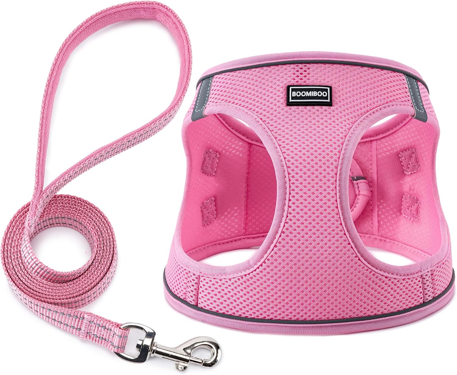 Dog Harness with Leash Set, Step-in Adjustable Puppy Pet Vest, Pink XS