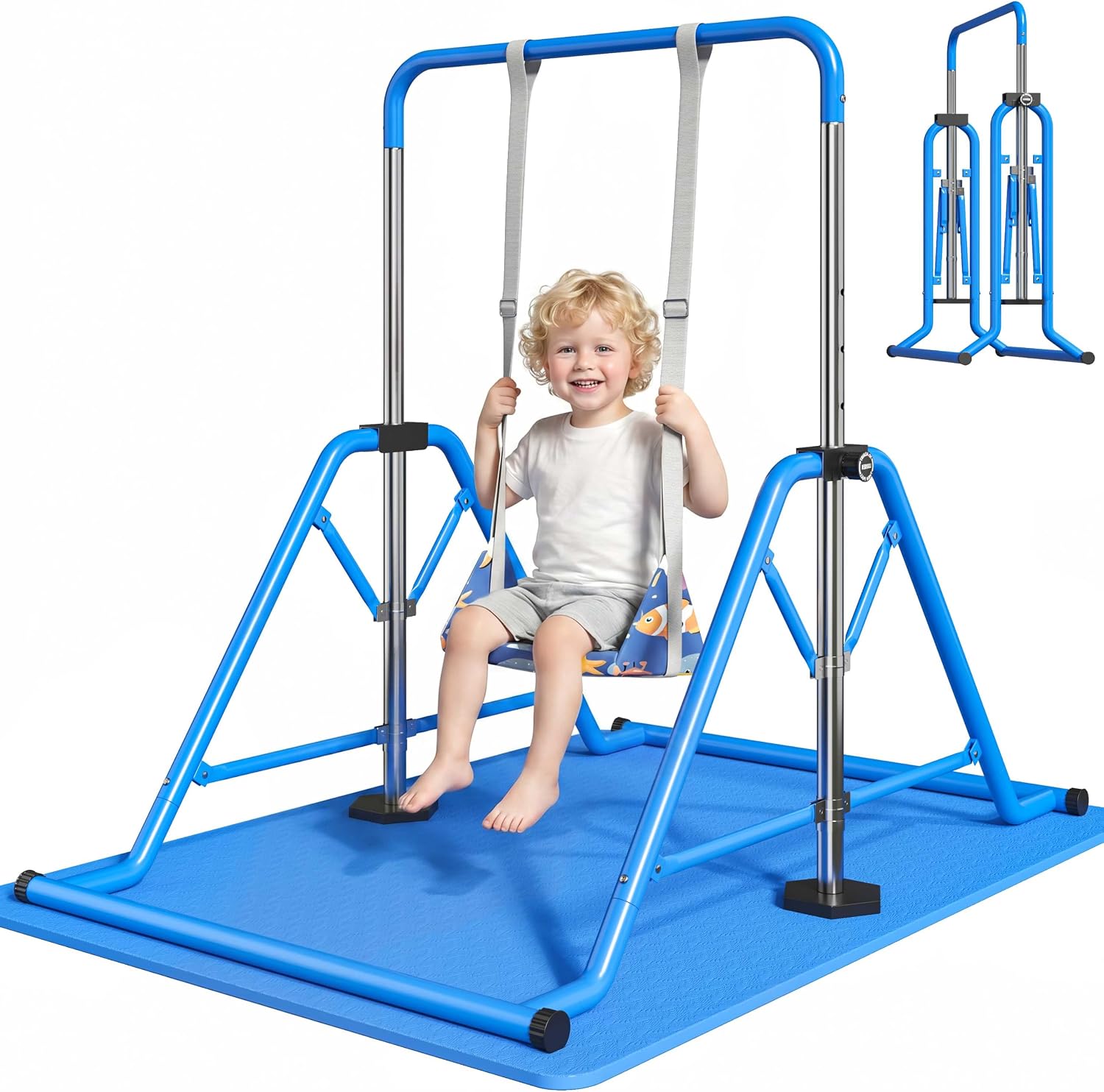 Expandable Gymnastics Bars 45''-61'' with Side Support Bars for Kids