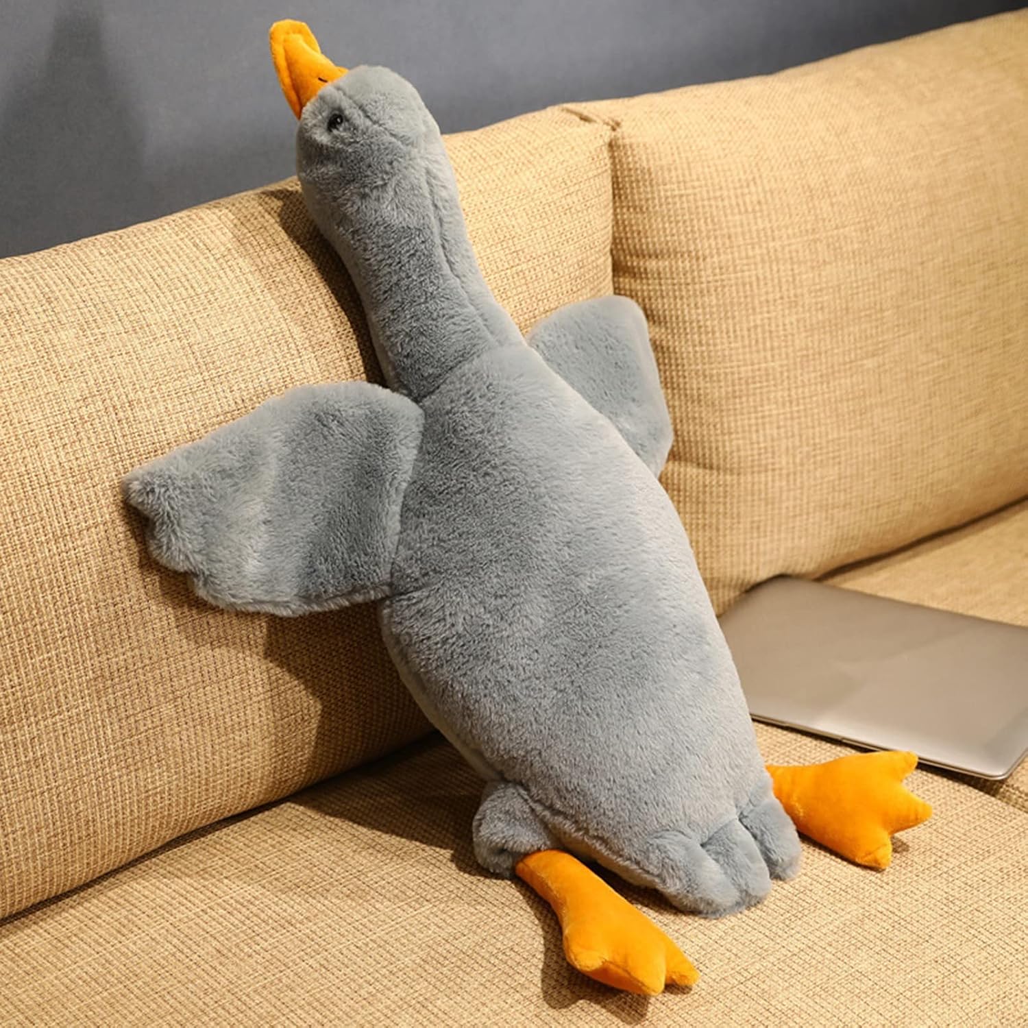 Funight Giant Goose Plushie, 50/90cm Cute Giant Goose Stuffed Animal Soft Plush Doll Toy Decor Birthday Gift for Girl Women Grey 19.69Inch