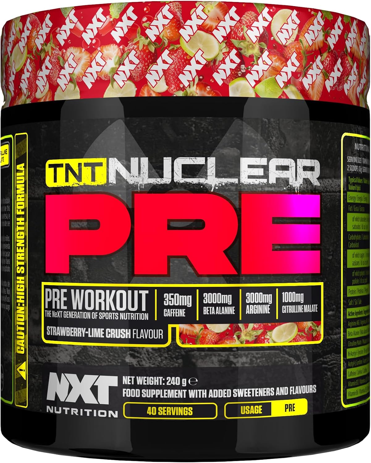 NXT Nutrition TNT Nuclear Pre Workout – Pre Work Out Energy Drink| L-Citrulline, Beta Alanine, Caffeine for Pump, Endurance & Focus - 40 Servings, Vegan (Strawberry Lime Crush)…