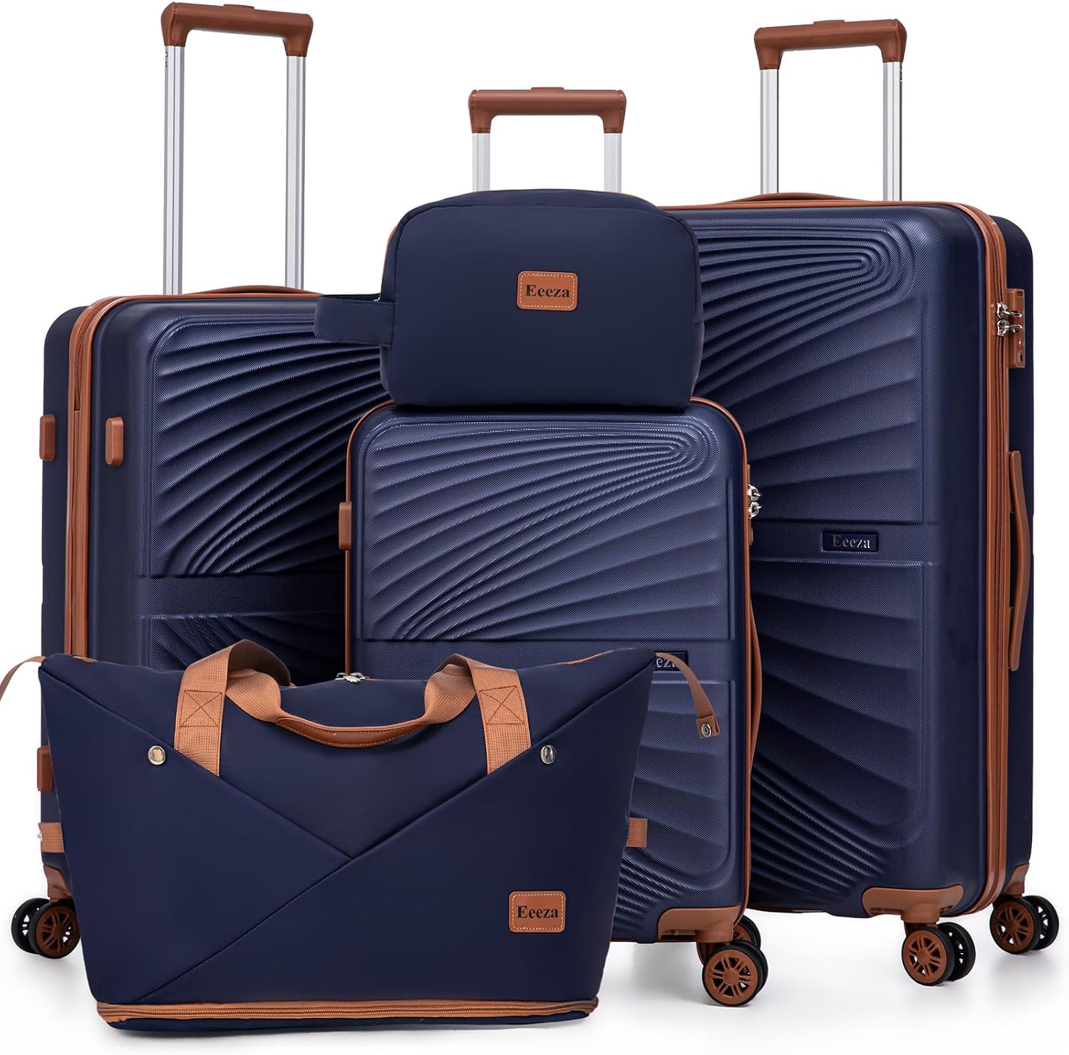 Luggage Sets 5 Piece Hardside Suitcase,Navy (20"/24"/28"/DB/TB)