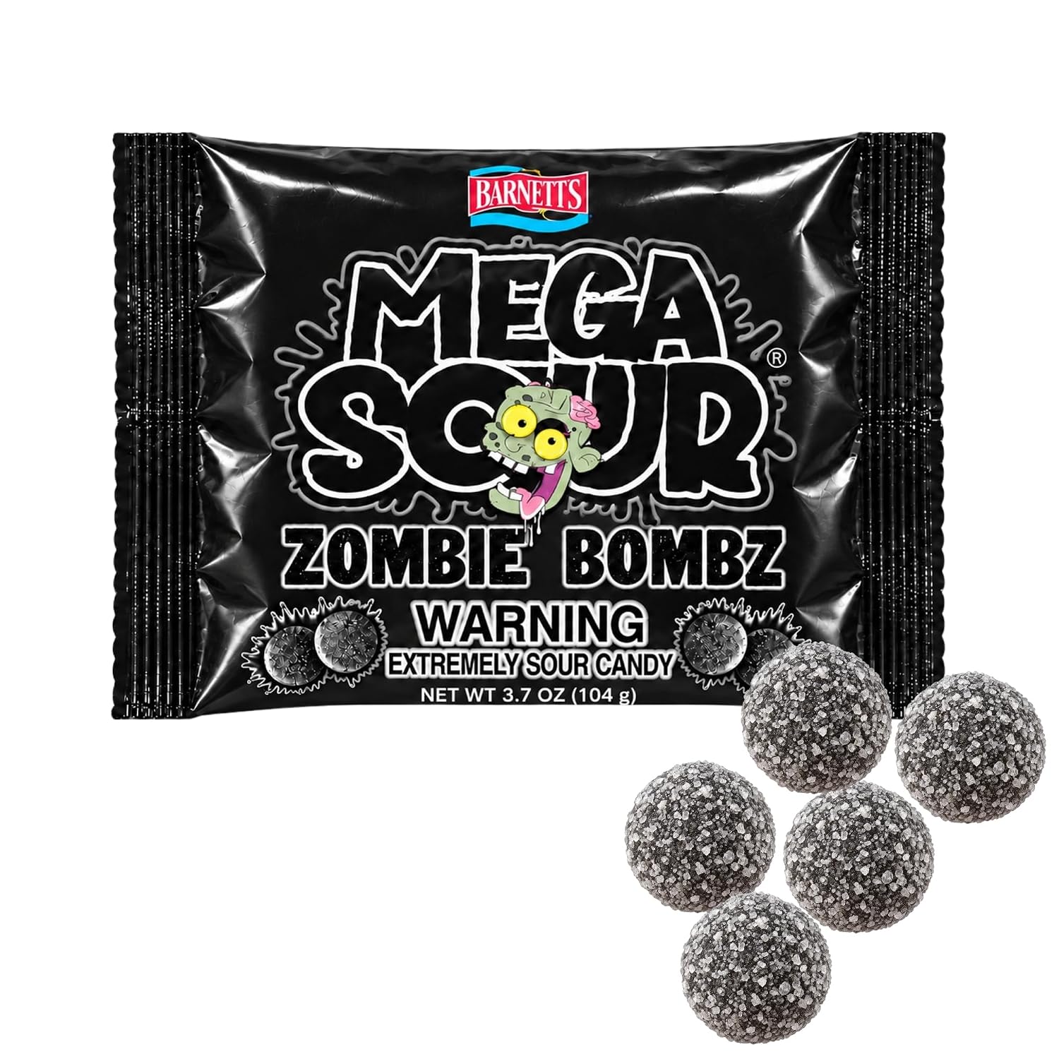 Barnetts Mega Sour Candy Zombie Bombz 104g / 3.7OZ – Handmade British Hard Sweets – Extreme Sour Candy Challenge – Retro Party Bag & Gift Hamper Treats