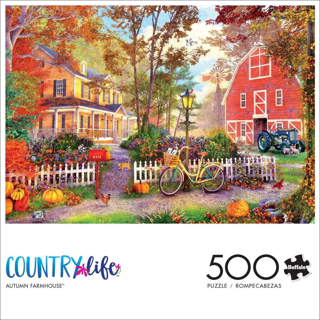 Buffalo Games Autumn Farmhouse, 500 Piece Jigsaw Puzzle for Adults,21.25x15