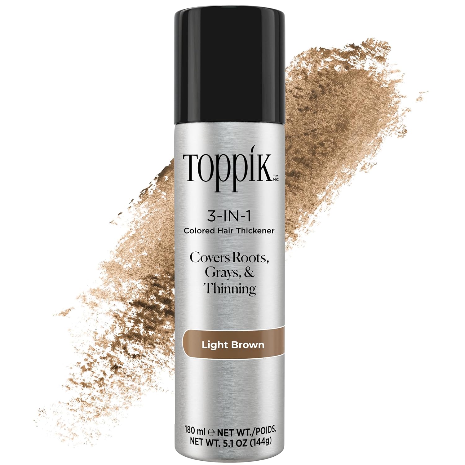 Toppik Colored Hair Thickener, Temporary Hair Color Spray for Root Touchup with Hair Thickening Fibers, 5.1 oz