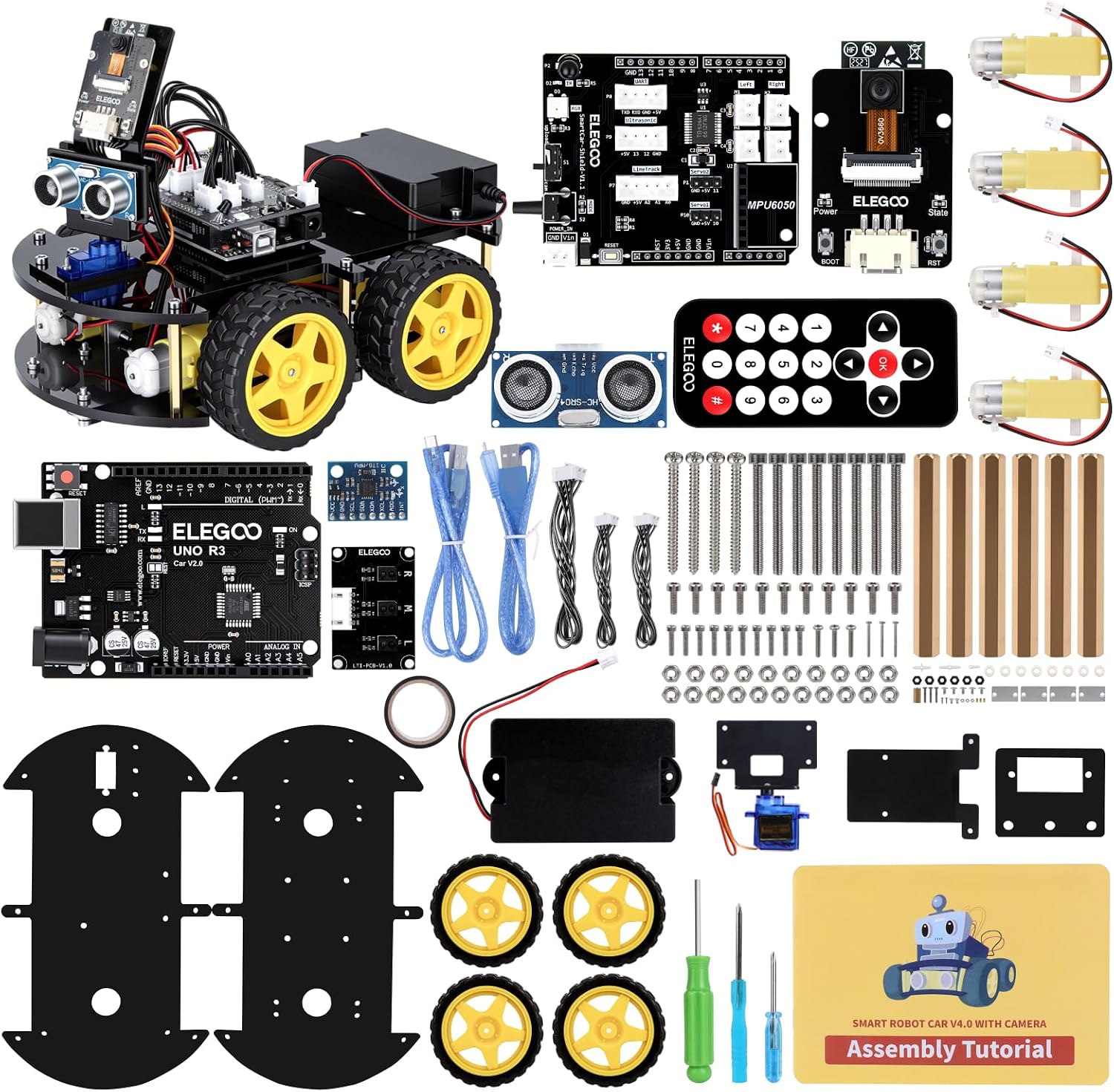 ELEGOO Smart Robot Toy Car Kits Educational Robotic Toys for Kids Adults 8+ | Line Tracking, Ultrasonic Sensor, IR Module, Compatible with Arduino IDE with UNO R3 Board