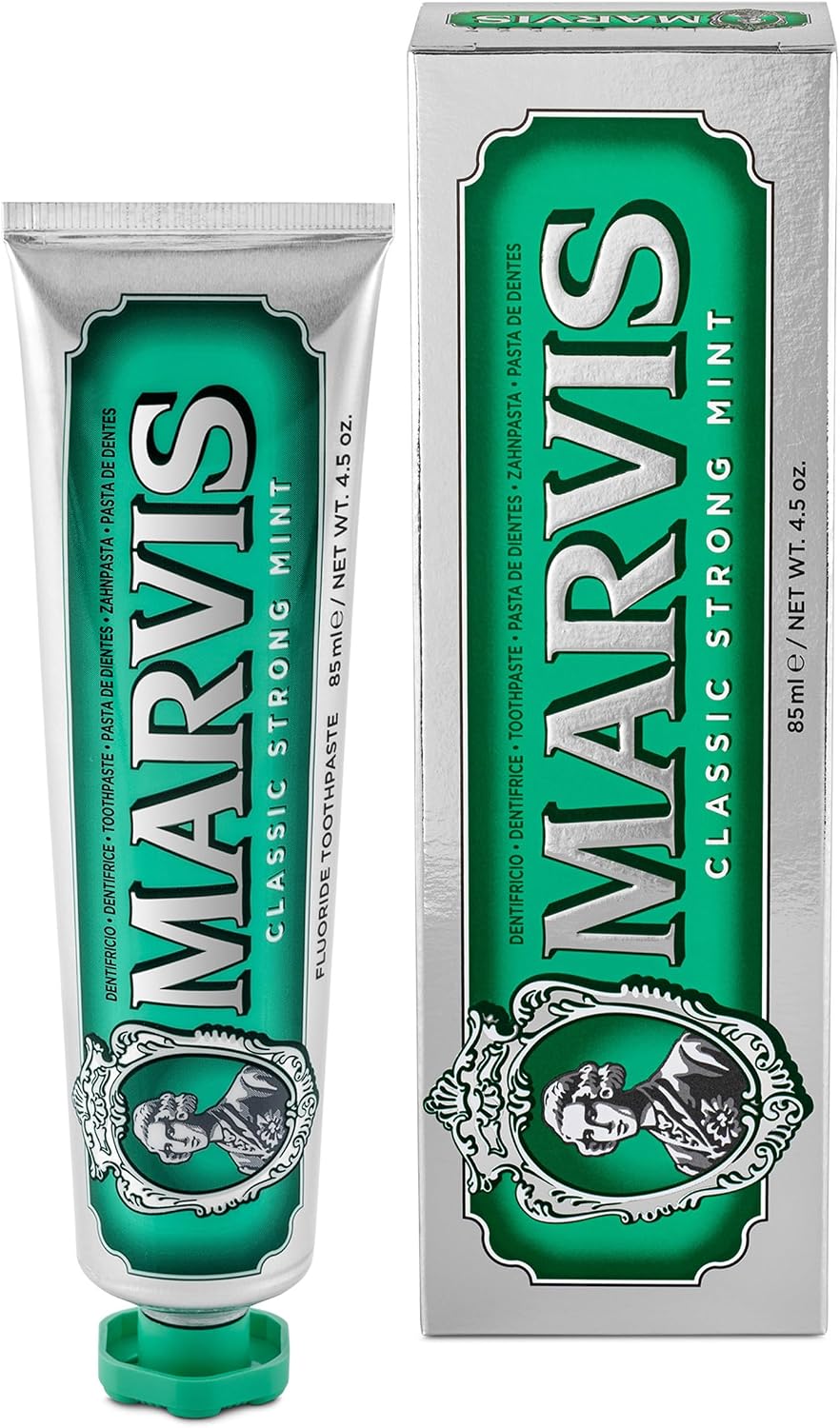 Marvis Classic Strong Mint Toothpaste, 85 ml, Sensational Flavoured Toothpaste for a Long-Lasting Freshness