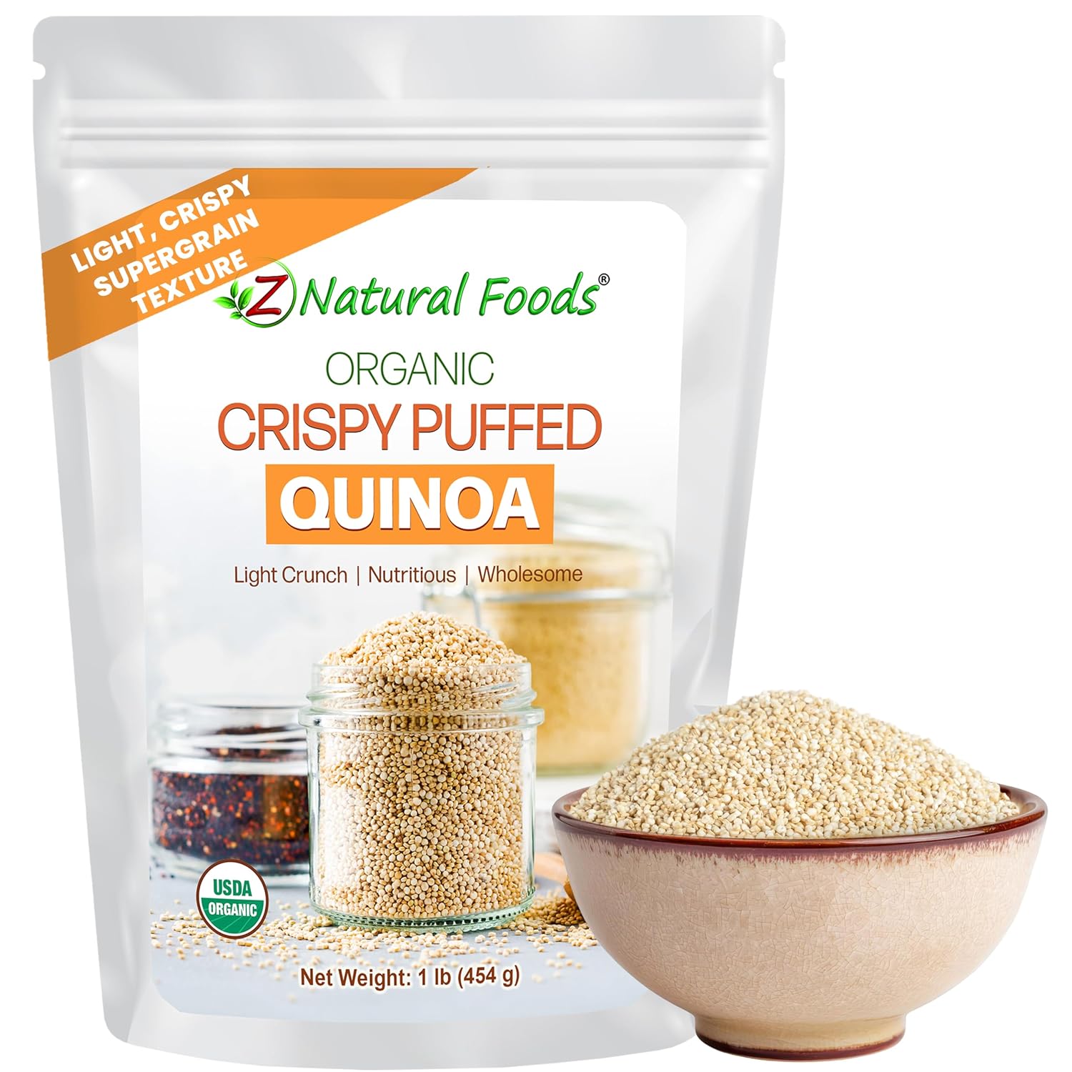 Z Natural Foods Organic Crispy Puffed Quinoa - Superfood, 1 lb