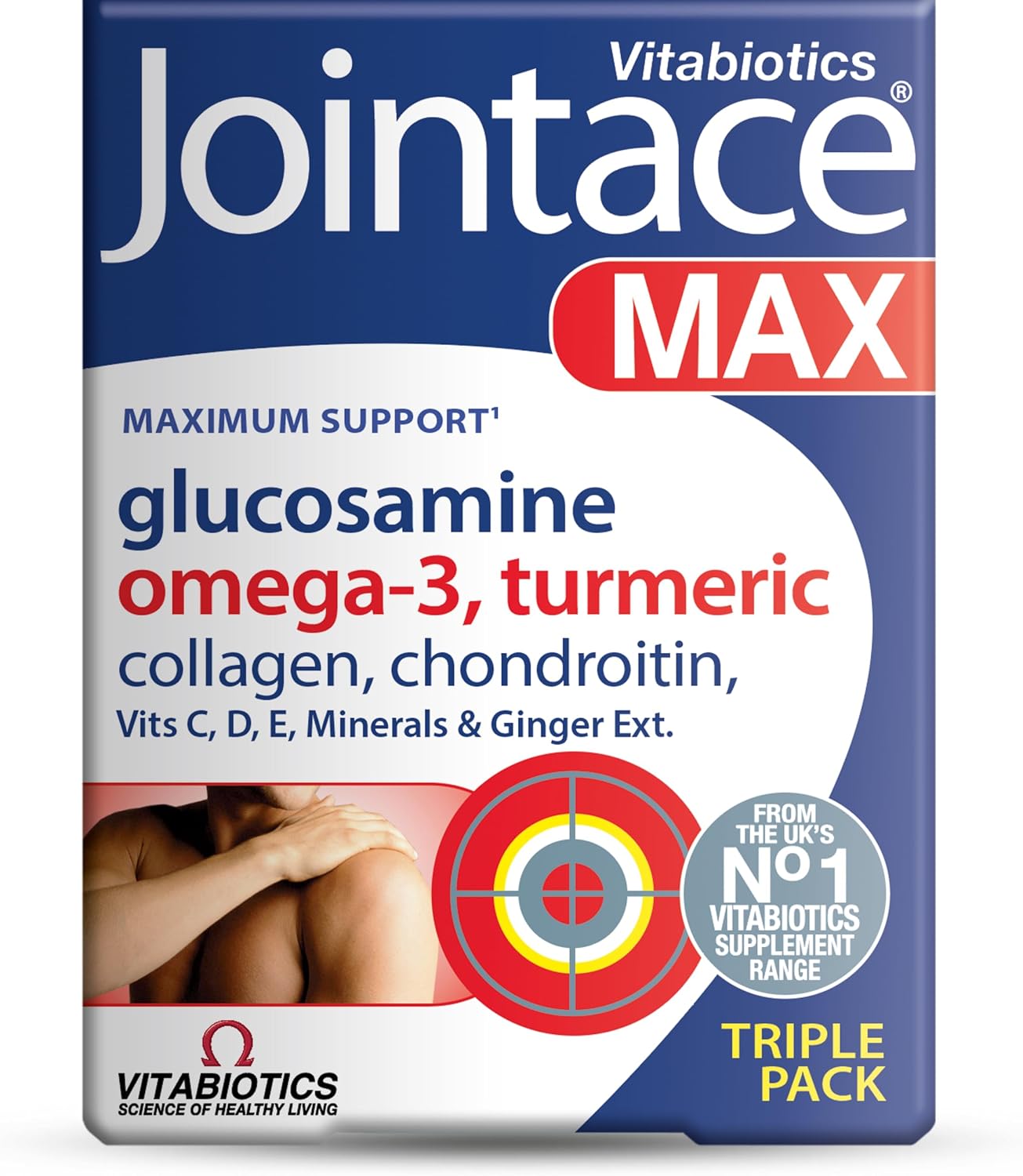 Jointace Max - Maximum Joints & Cartilage Support - Includes Turmeric, Glucosamine & Chondroitin, Omega-3, Ginger & Collagen