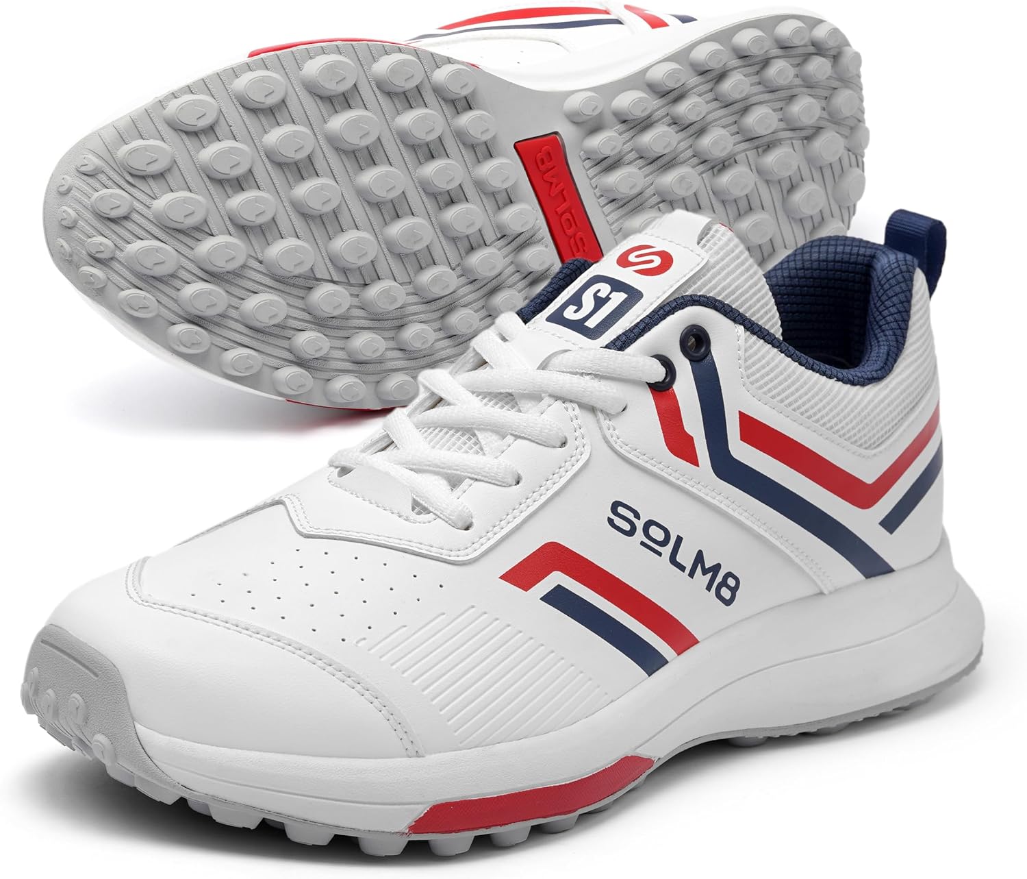 SOLM8 S1 Rubber Spikes - Lightweight Cricket Shoes for Men and Women - Durable Grip, Superior Protection