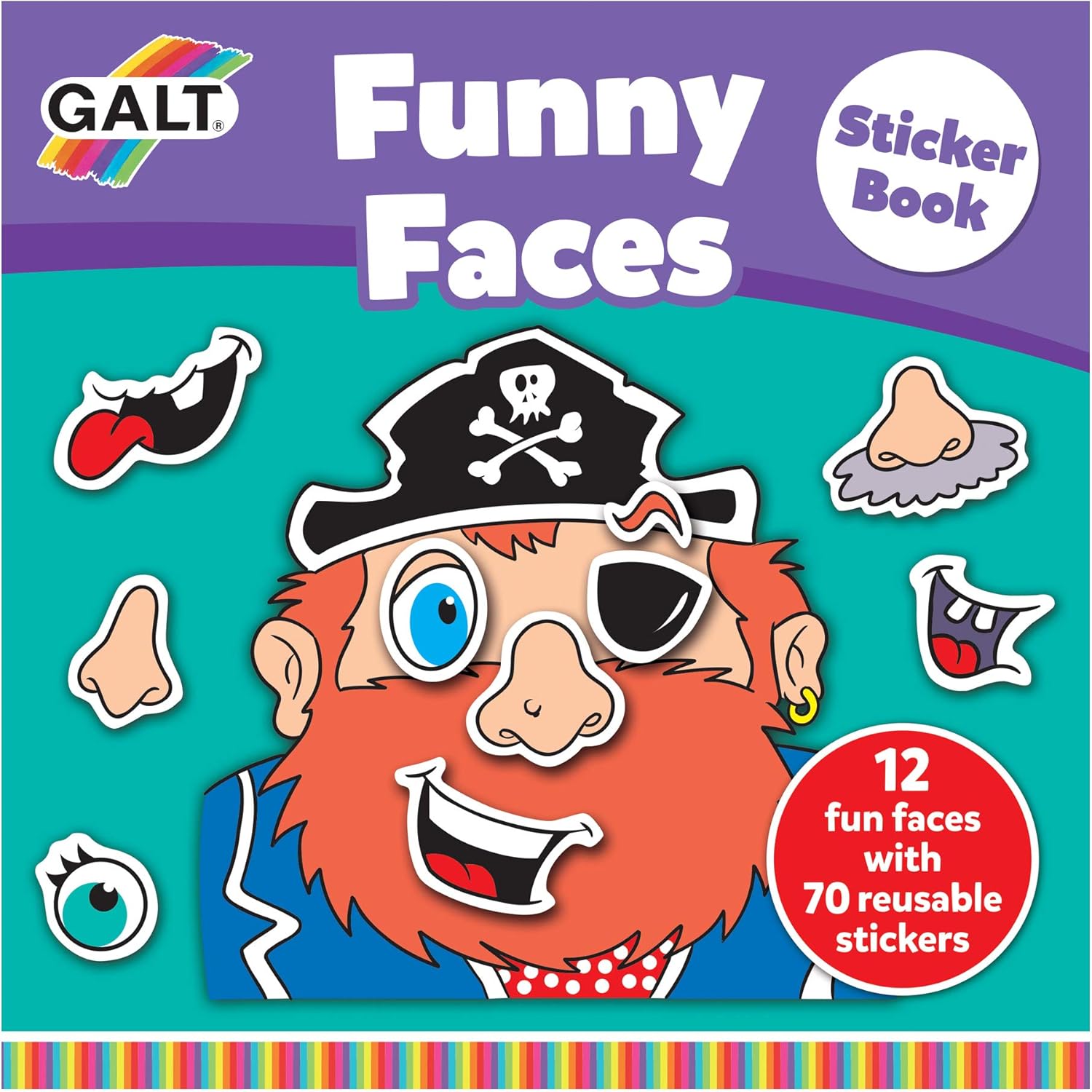 Galt Toys, Funny Faces Sticker Book,Kids Sticker Book, Ages 3 Years Plus