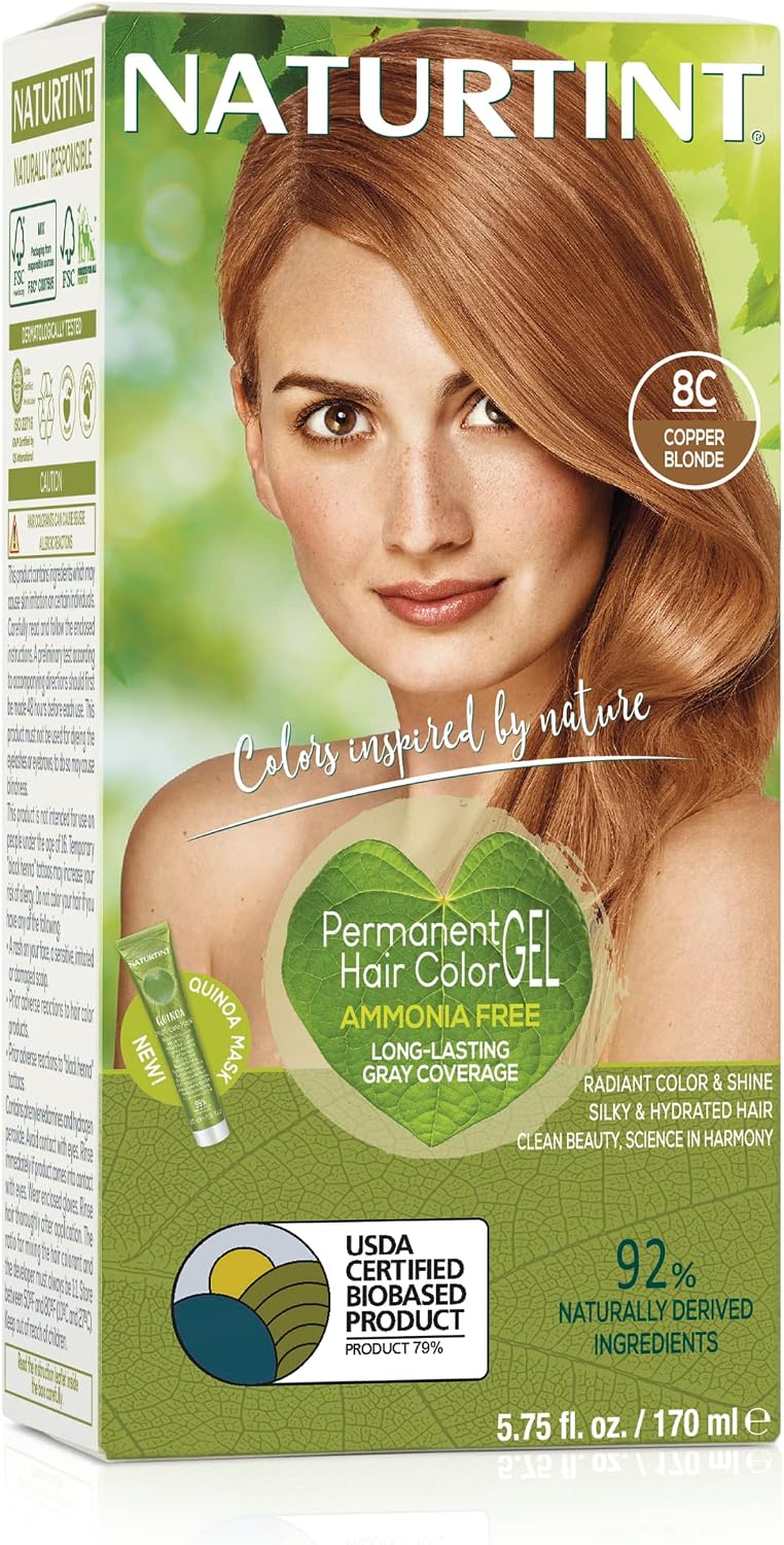 Naturtint Permanent Hair Colour, 8C Copper Blond, Copper Blond