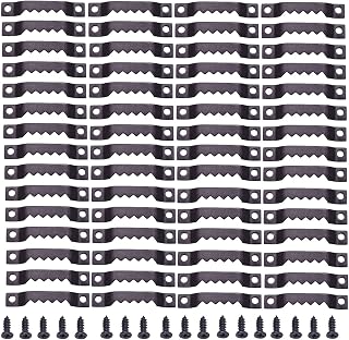 100 Pack Small Swatooth Picture Hangers Black Metal Photo Frame Hanging Kit with Screws for Hanging Wooden Frames Paintings Clock Artwork