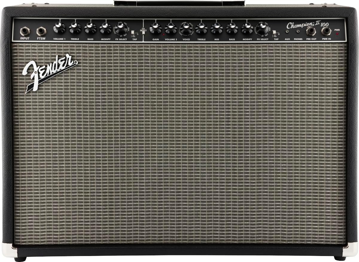 Fender Champion II 100, Combo Guitar Amp, 100W, Dual 12" Speakers, with Built-In Effects and Amp Models, Ideal for Practice & Stage