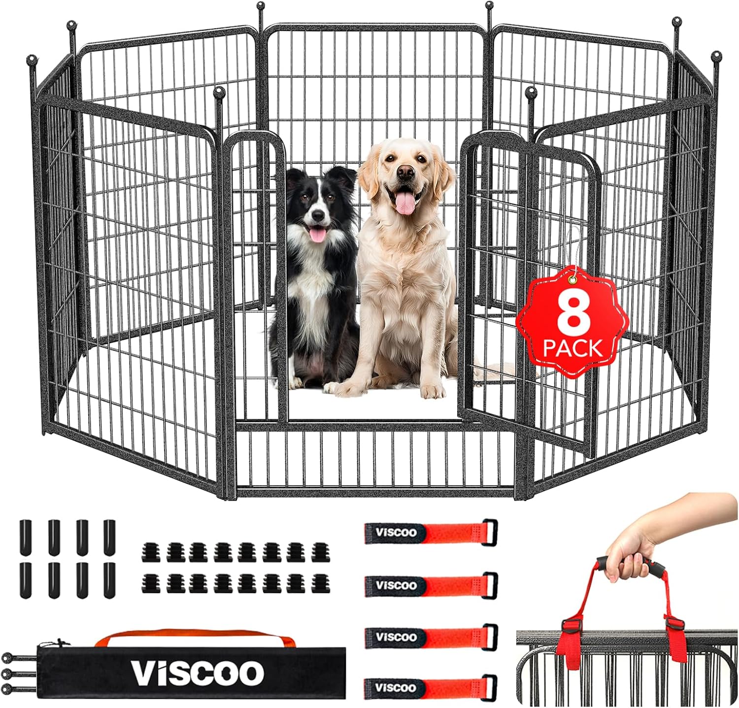 VISCOO Dog Playpen Outdoor, 8 Panels 40" High Heavy Duty Metal Dog Pen