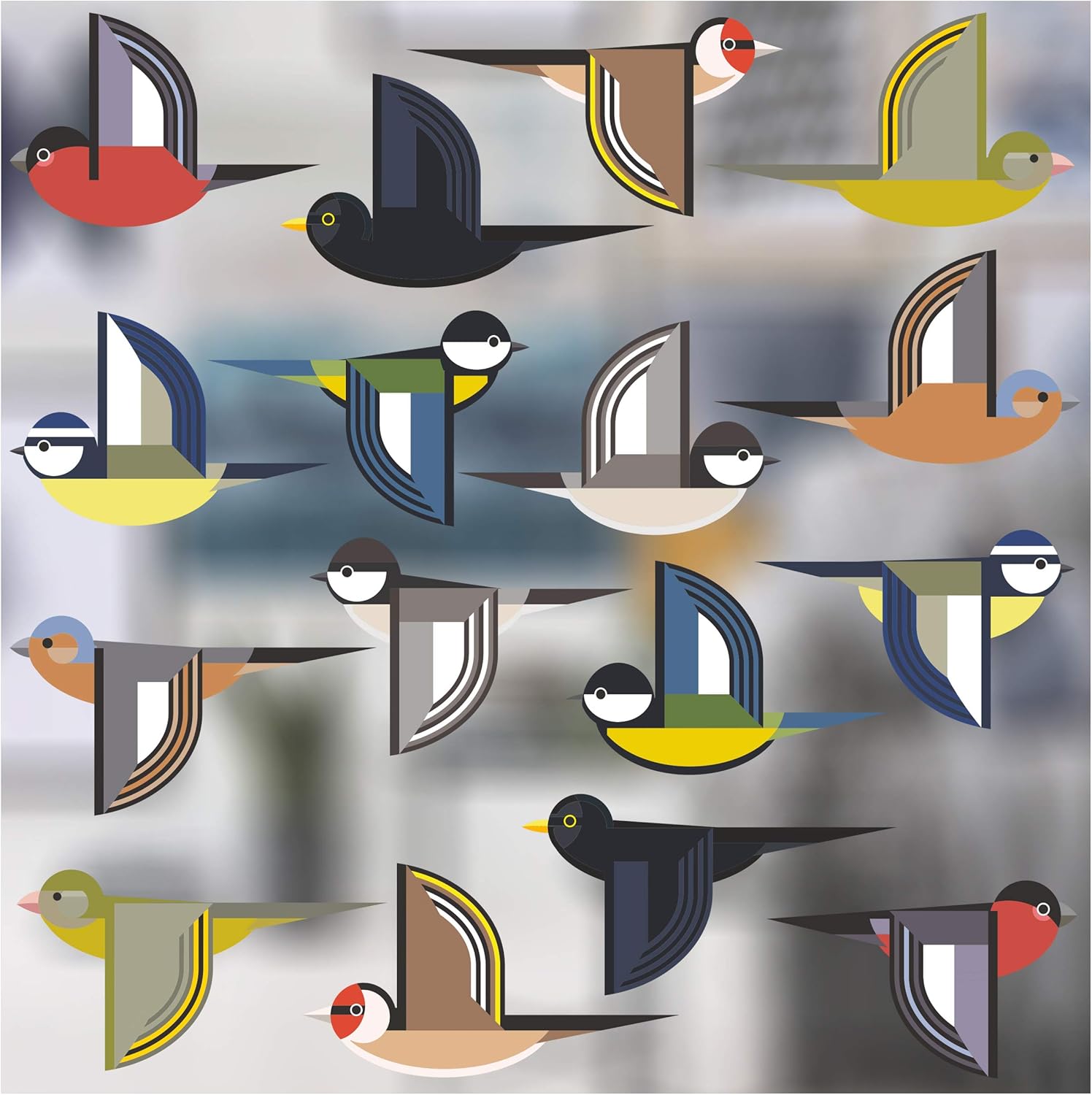 I Like Birds - Flock of Birds Flying Window Stickers - Set of 16 Small Decorative Glass Static Clings