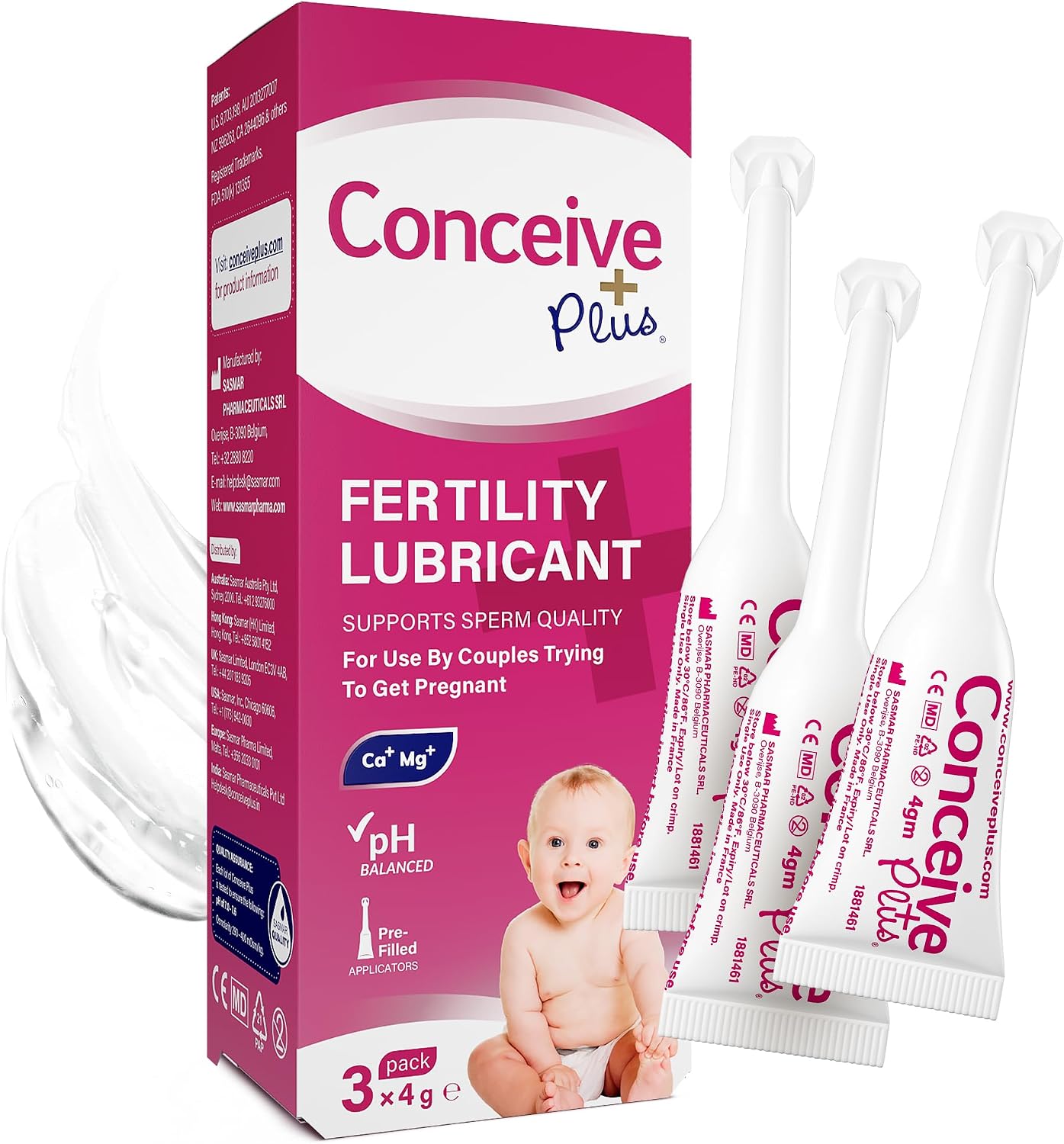 CONCEIVE PLUS Travel Size Fertility Lubricant, 3 x 4g