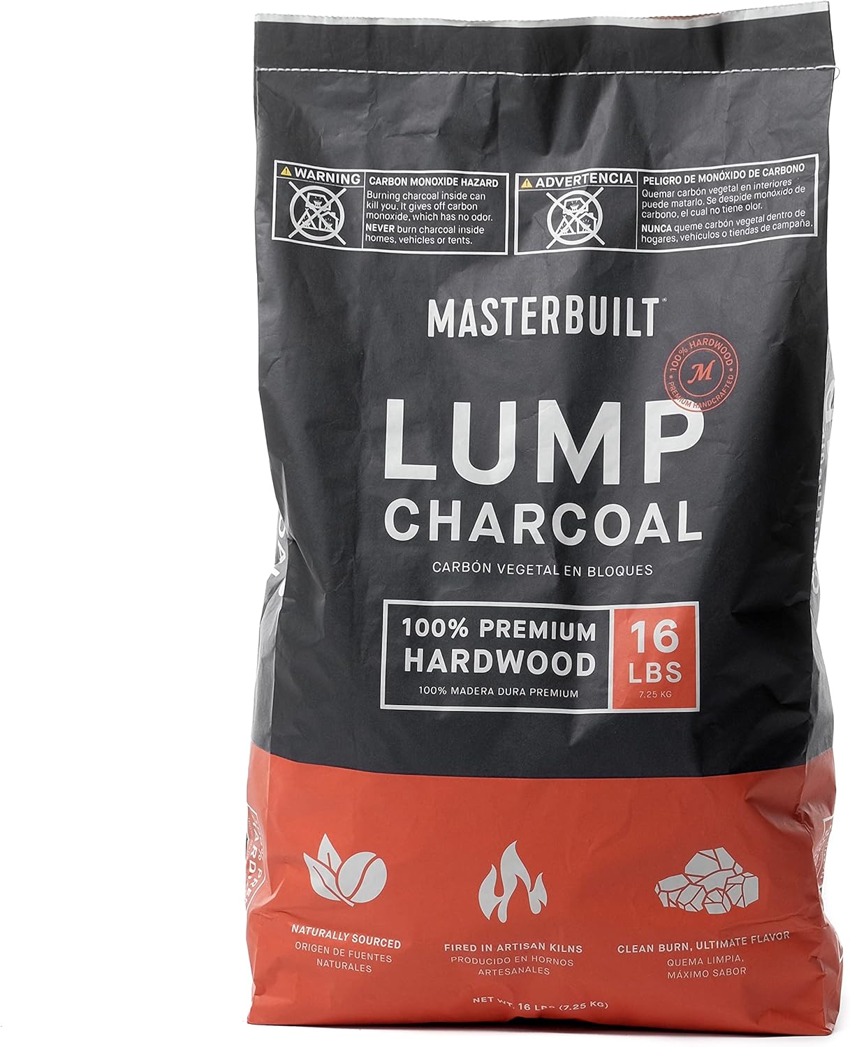Masterbuilt MB20091621 Natural Reusable Lump Charcoal for BBQ, Smoking, Grilling. 16lbs , Black